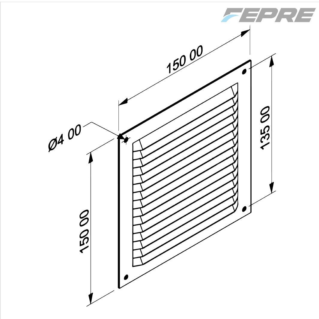 Grelha ventilação 15x15cm s/b com mosqueteira lacado branco - 2