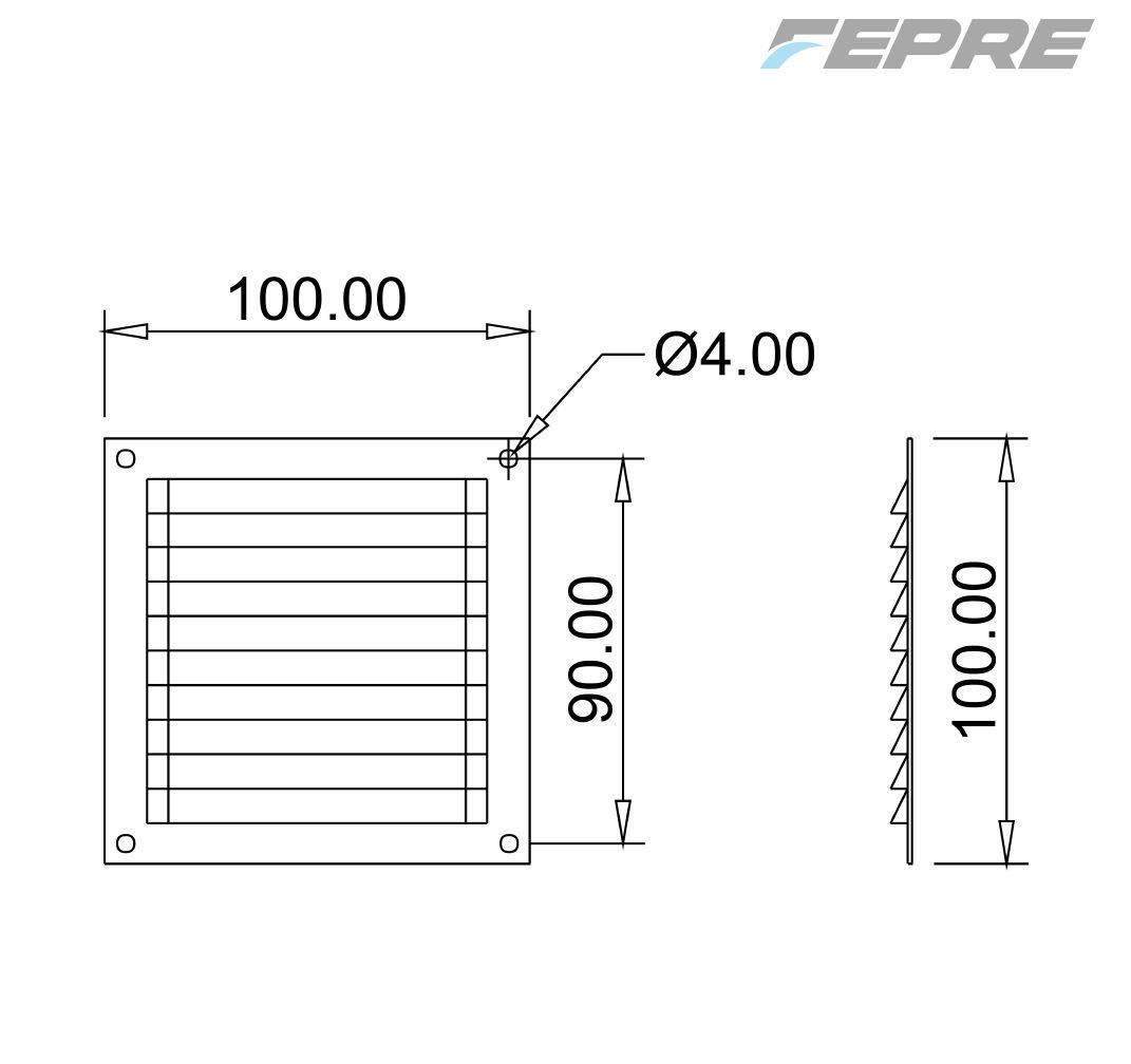 Grelha ventilação 10x10cm s/b com mosqueteira lacado branco - 4