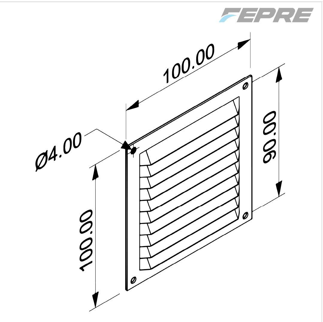 Grelha ventilação 10x10cm s/b com mosqueteira lacado branco - 3