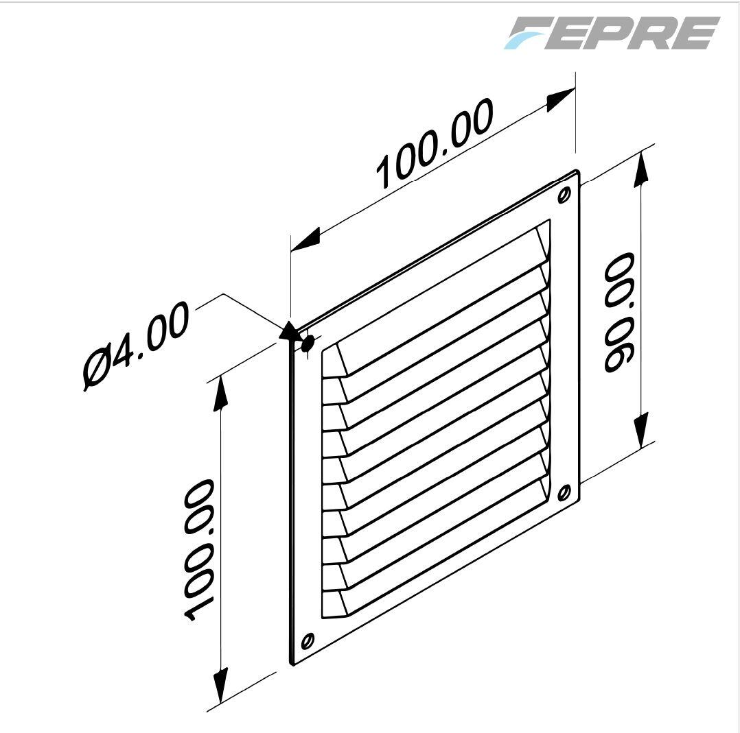 Grelha VENTILAÇÃO 10X10CM S/B ALUMÍNIO 0.6 LACADO BRANCO - 5