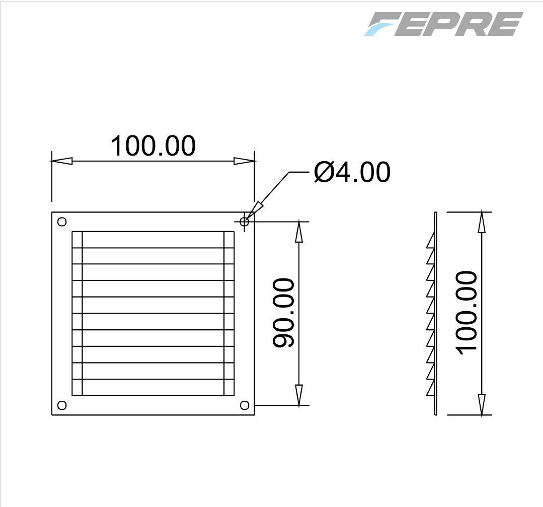 Grelha VENTILAÇÃO 10X10CM S/B ALUMÍNIO 0.6 LACADO BRANCO - 3