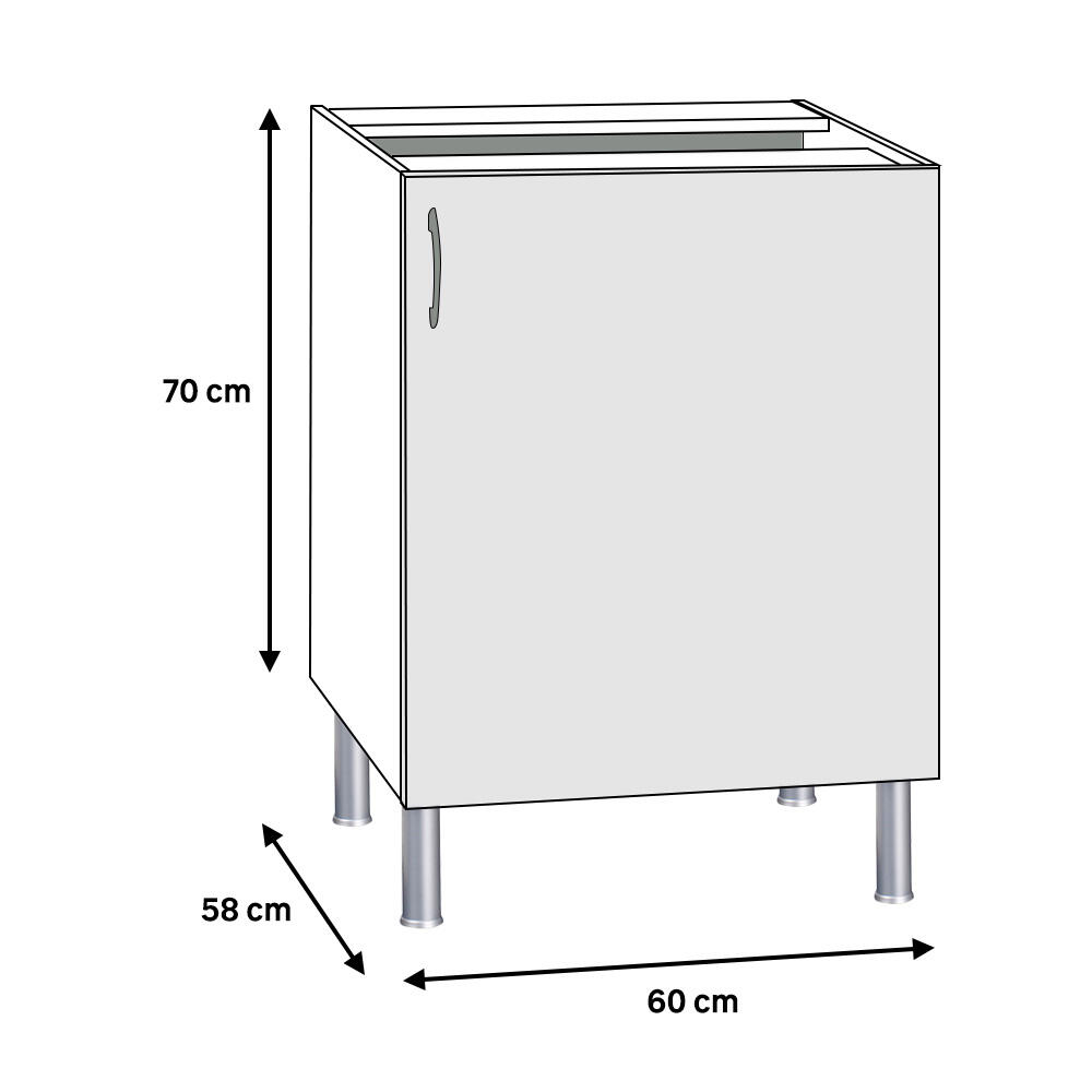Mueble bajo de cocina Basic blanco mate 1 puerta Alt 70 x An 60 cm - 3