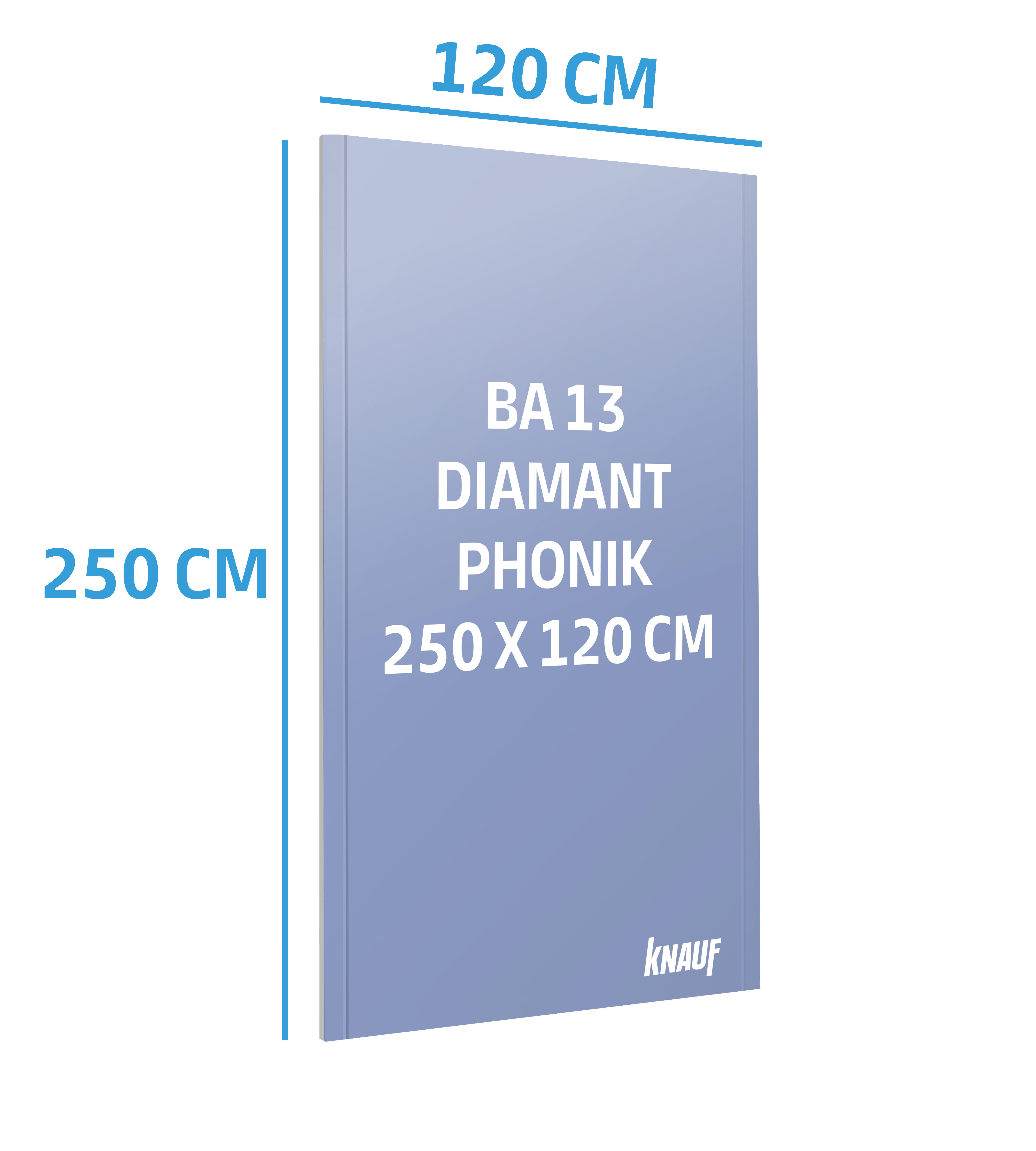 Plaque de plâtre BA13 5en1 DIAMANT KNAUF L.250 x l120 cm NF, KNAUF  - 2