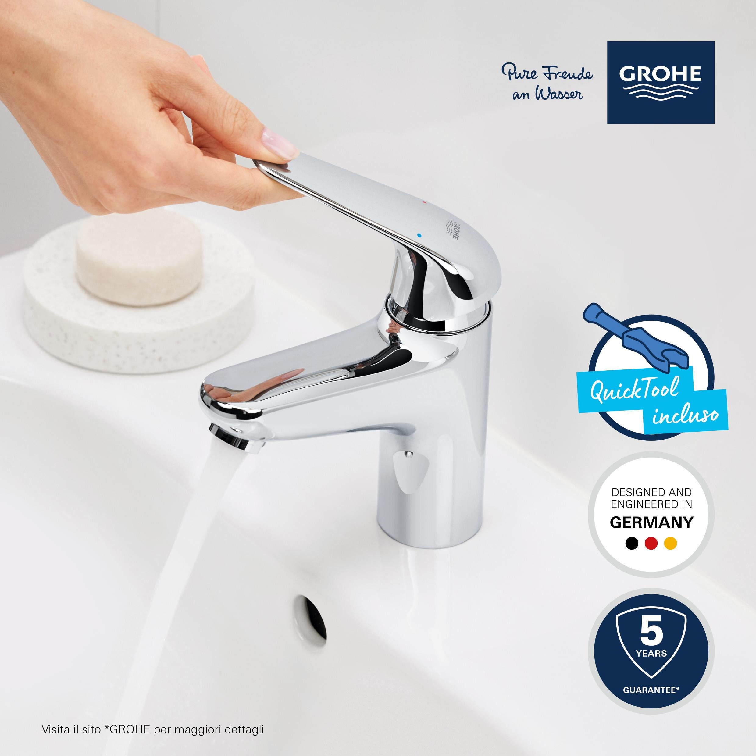 Rubinetto per lavabo a canna media getto aerato Swift cromato GROHE - 5