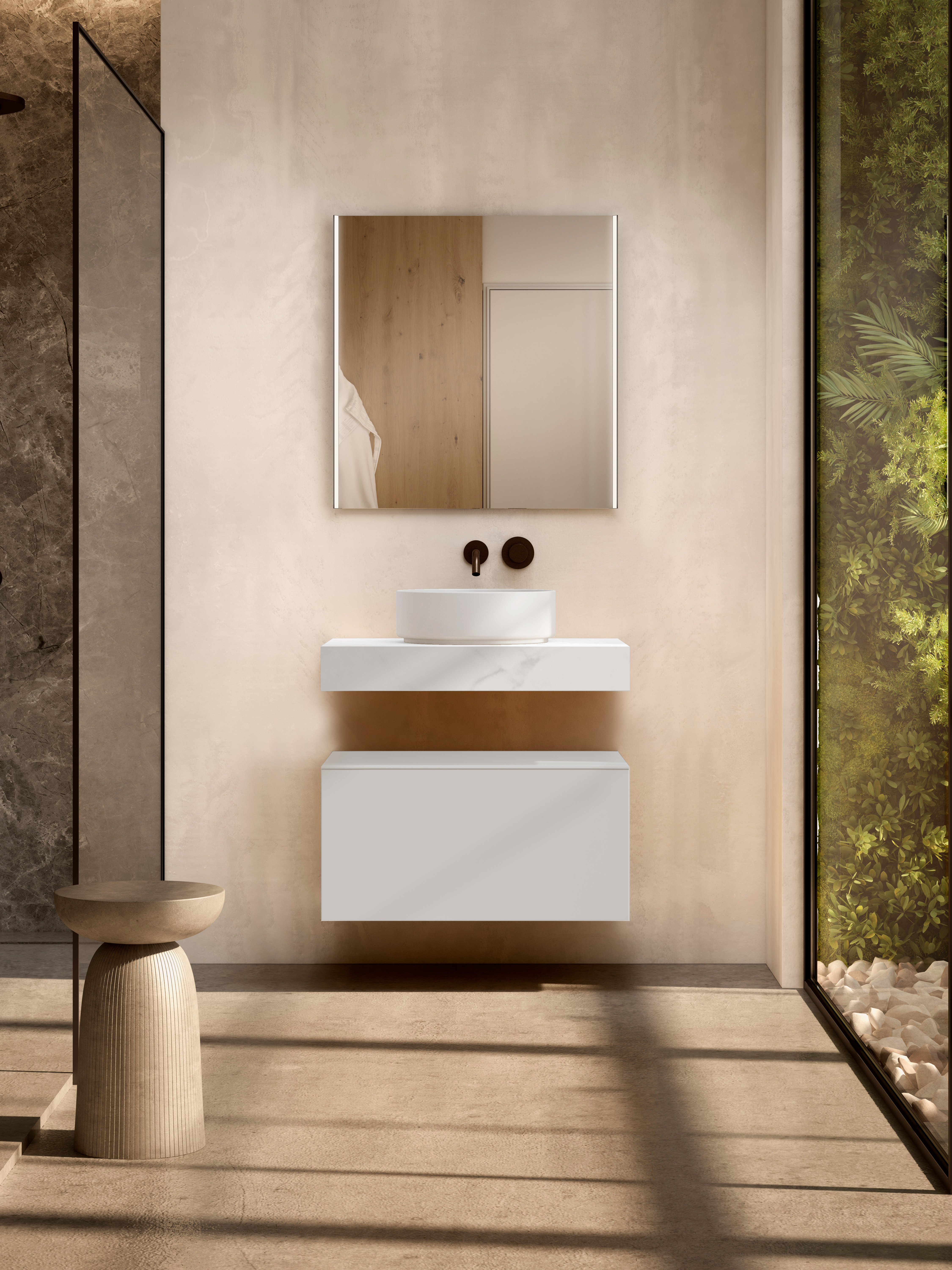 Mobile da bagno sospeso sotto lavabo L 60 x H 35 x P 45 cm bianco laccato opaco, 1 cassetto VISOBATH element - 2