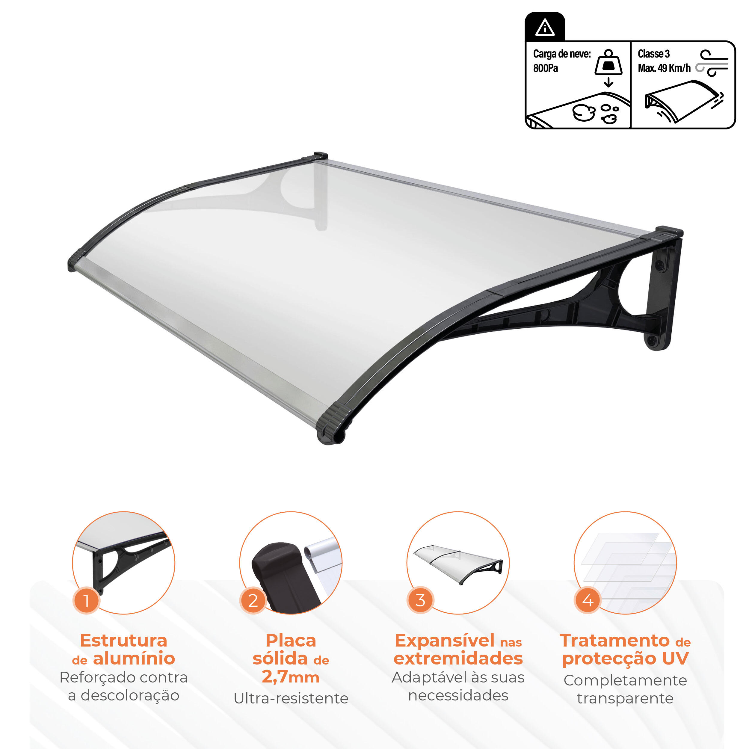 Marquise de Policarbonato Evoke de 150x80 cm SMARTSUN - 5