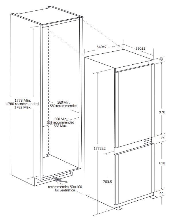 Réfrigérateur Intégrable 2 Portes 268 Litres H.177 cm CANDY CNBQL3518EV - 4