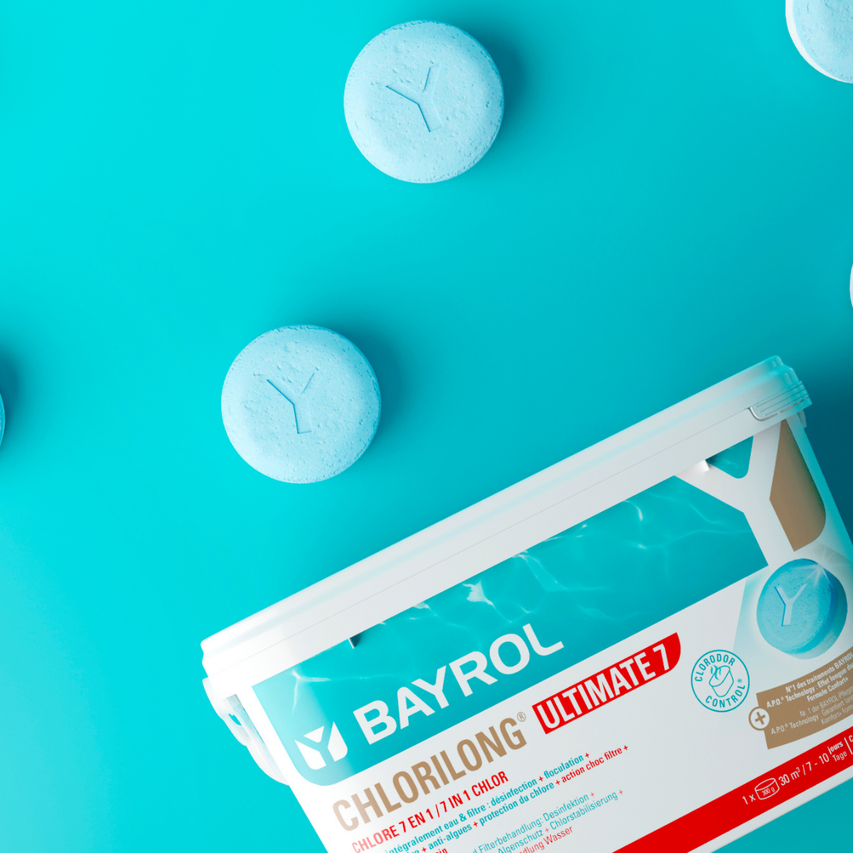 Traitement chlore 7 fonctions BAYROL Chlorilong Ultimate7, galet 300 g, 4.8 kg - 3