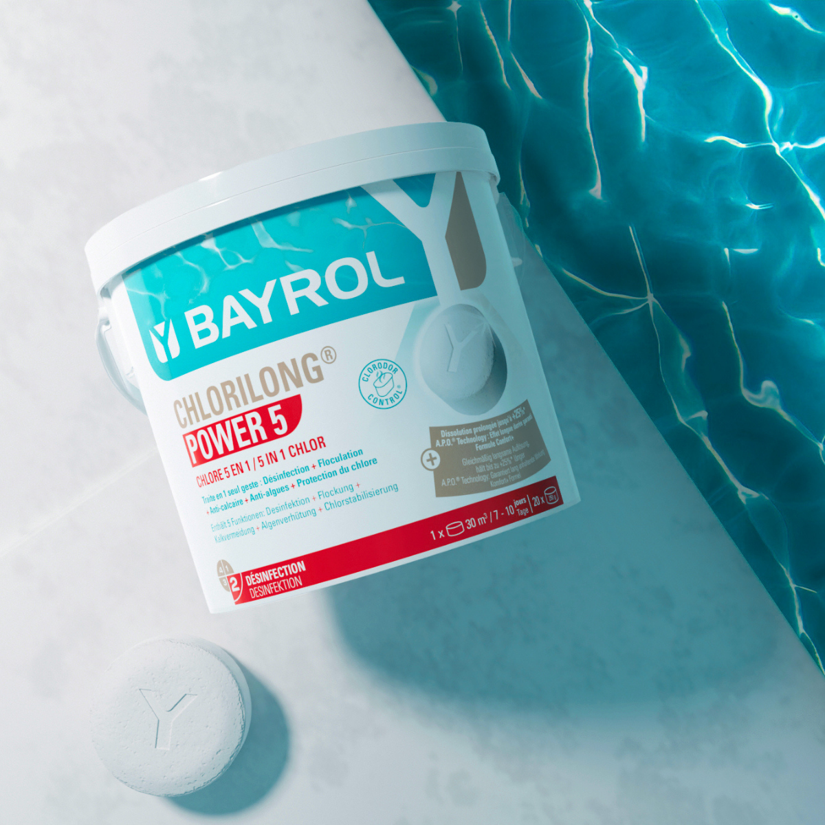 Traitement chlore 5 fonctions BAYROL Chlorilong Power 5, galet 250 g, 5 kg - 3