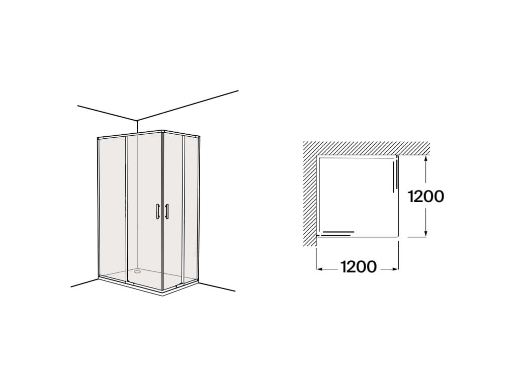 MAMPARA DE DUCHA ANGULAR CORREDERA ROCA VICTORIA PLUS 120cm. NEGRA - 4