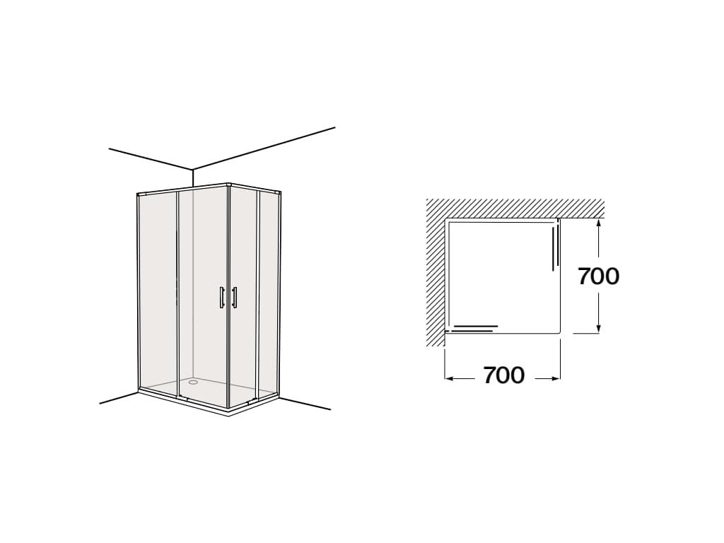 MAMPARA DE DUCHA ANGULAR CORREDERA ROCA VICTORIA PLUS 70cm. PLATA - 3
