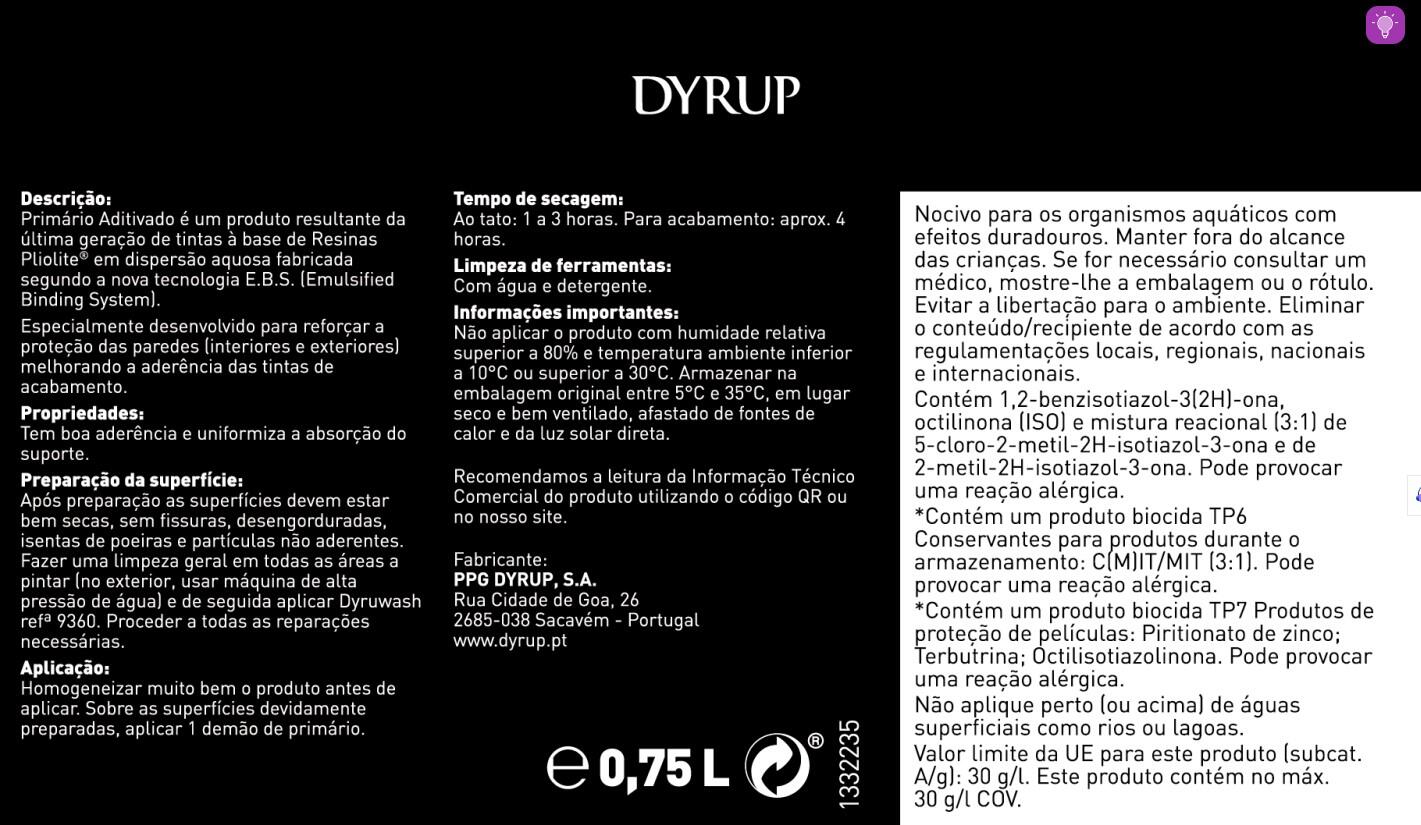 Primário para paredes ADITIVADO 0.75L DYRUP - 2