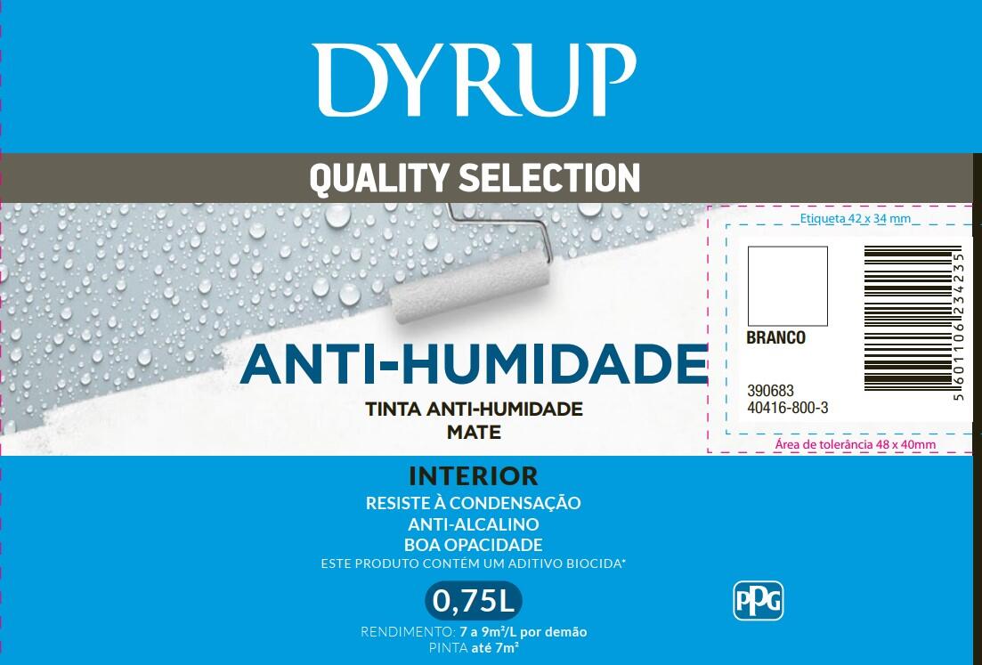 Tinta interior anti humidade MATE 0.75L DYRUP BRANCO - 3