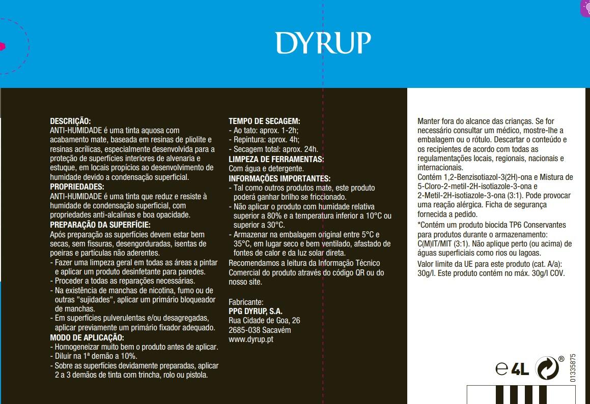 Tinta anti-humidade 4L DYRUP BRANCO - 4