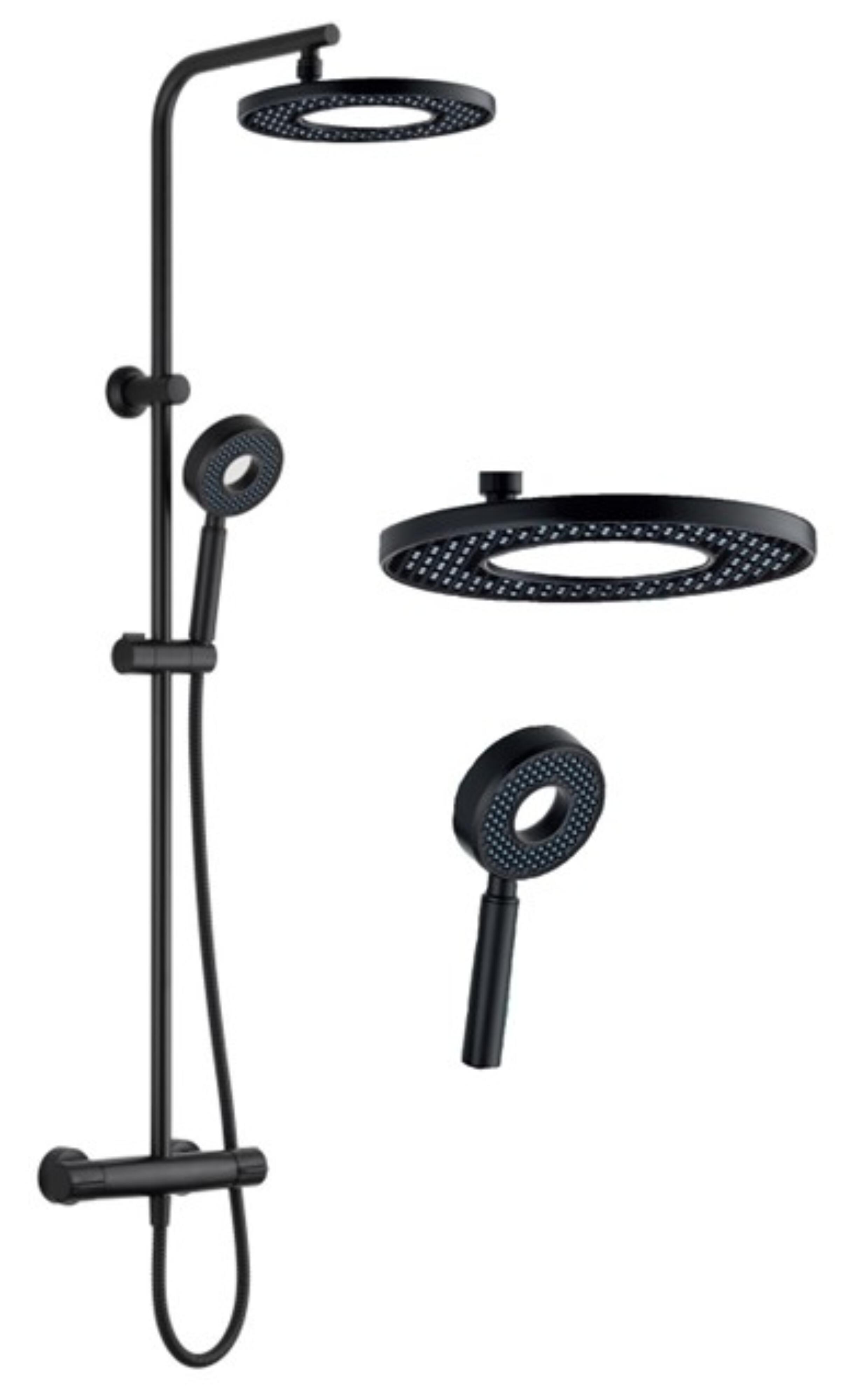 Columna de ducha termostática edouard rousseau hoop negro