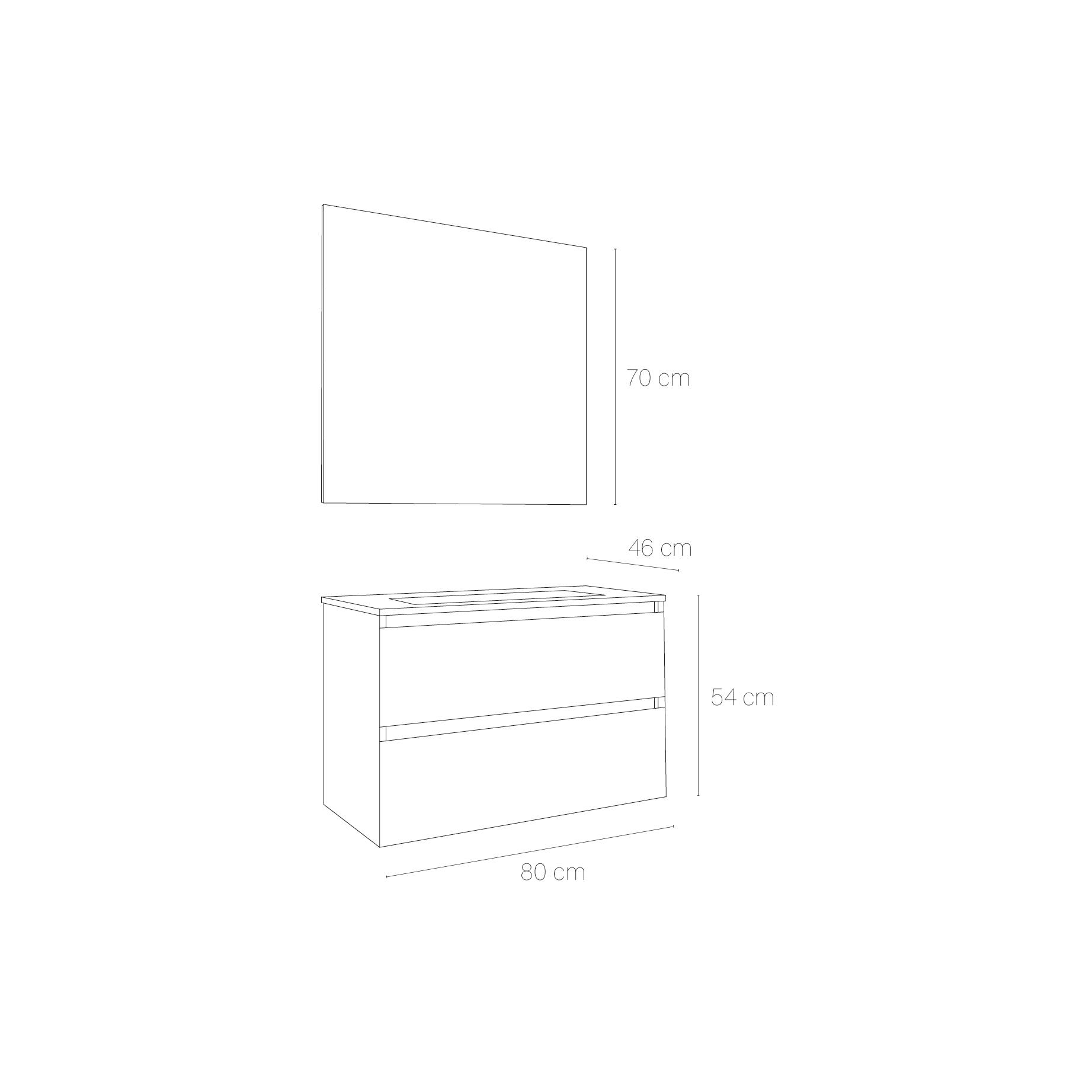 Mueble de baño con lavabo y espejo Aruba roble mate 80x45,5 cm - 4
