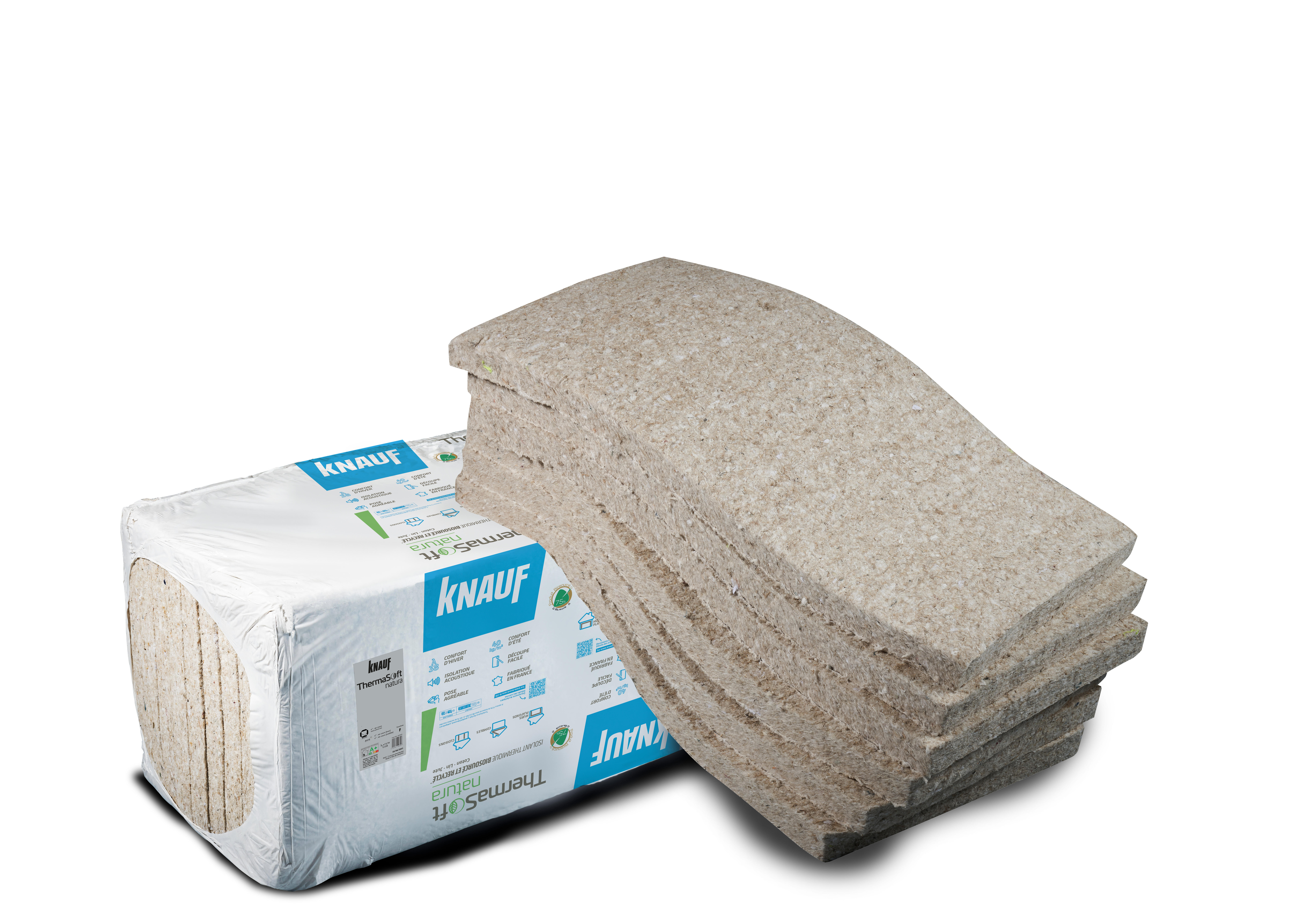 13 panneaux isolants matériaux recyclés KNAUF NATURA L.1.25 x l.0.6 Ep.45mm