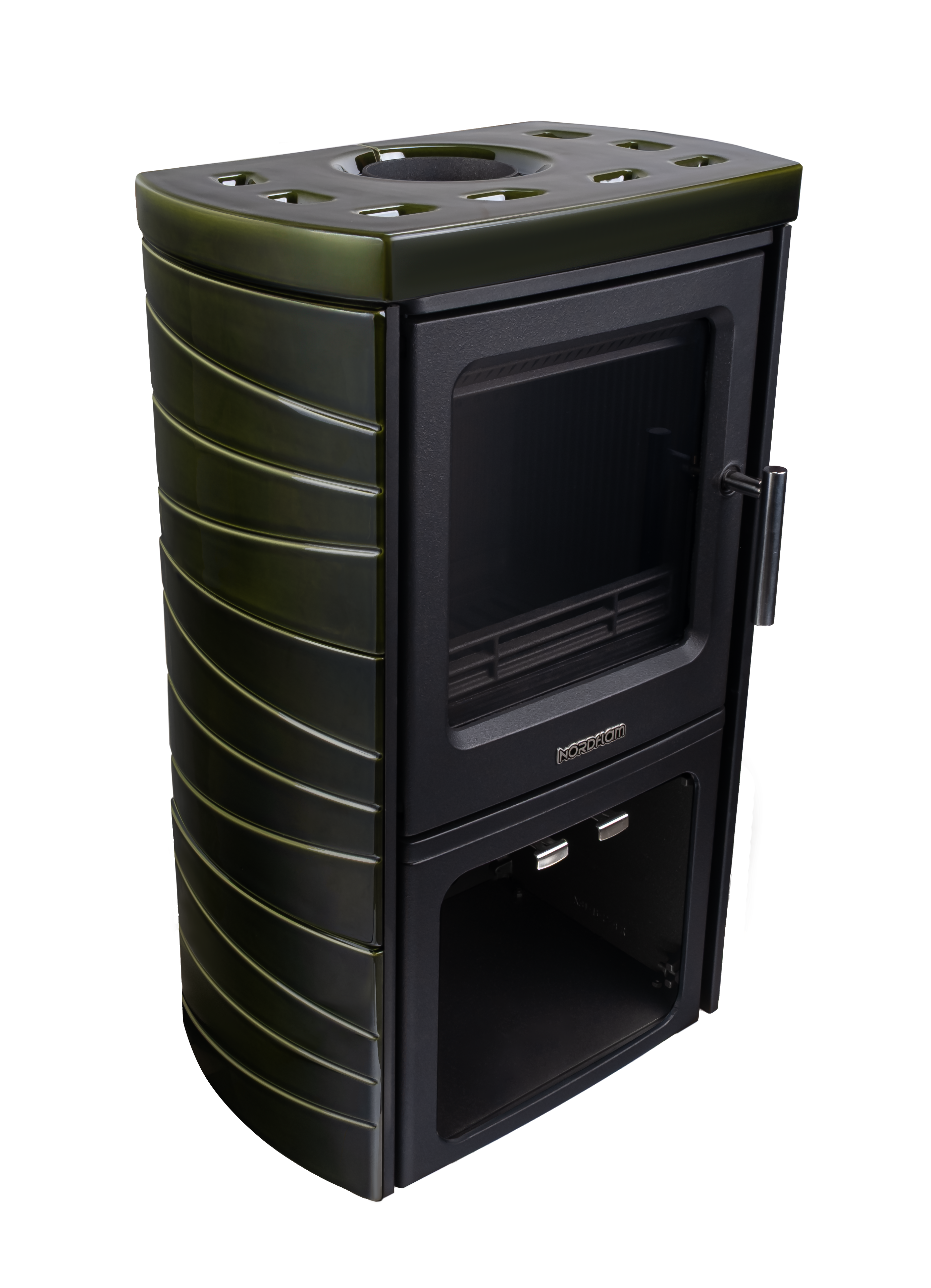 Piec kominkowy TROMSO Zielony NORDFLAM