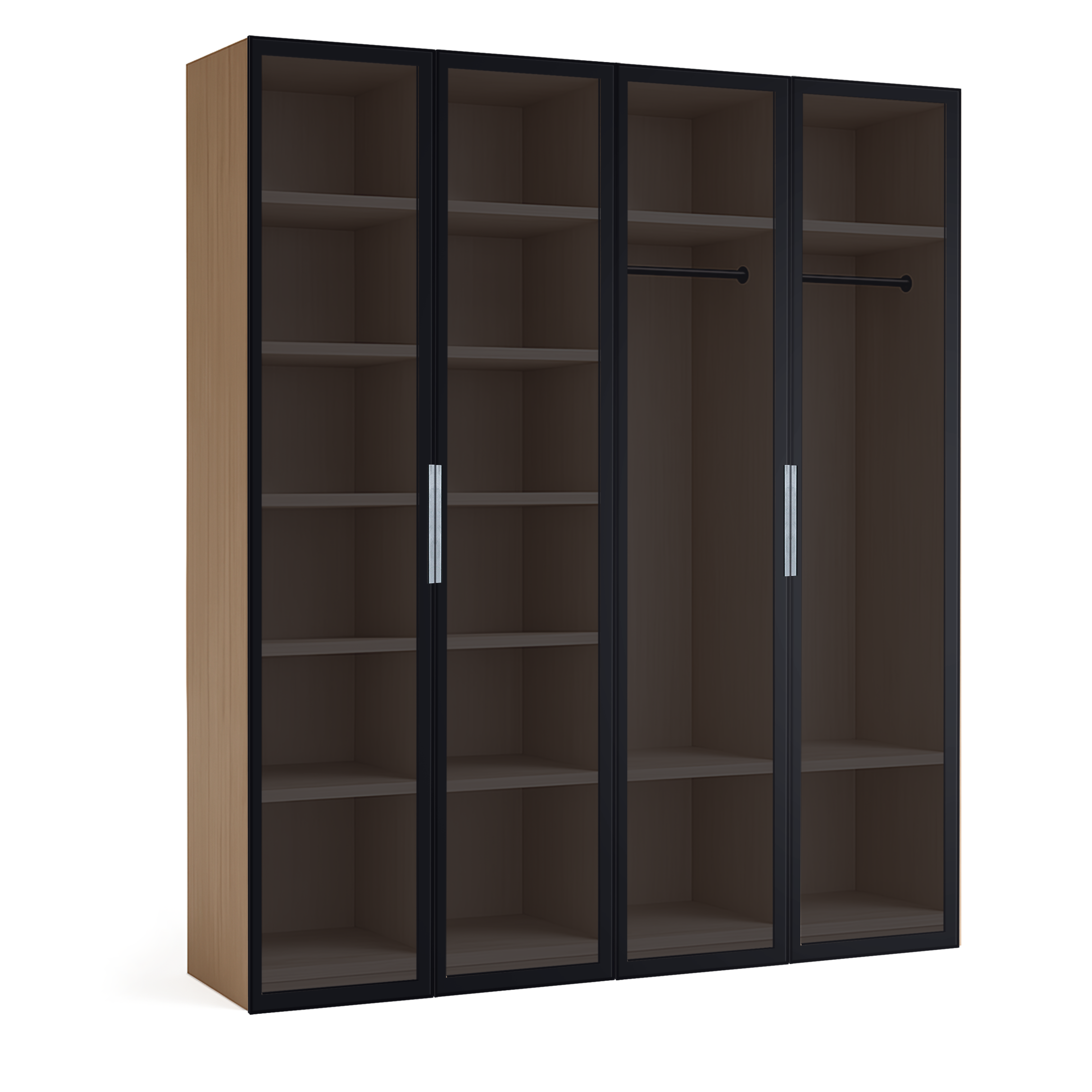Armario spaceo home 4 puertas abatibles seul cristal ahumado 240x240x60