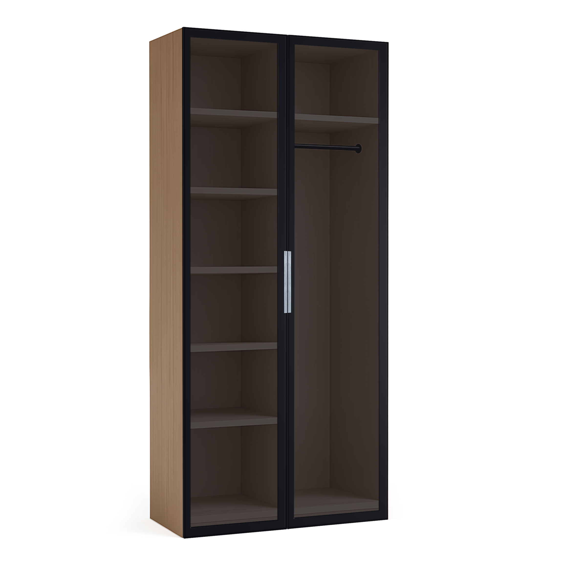 Armario spaceo home 2 puertas abatibles seul cristal ahumado 120x240x60