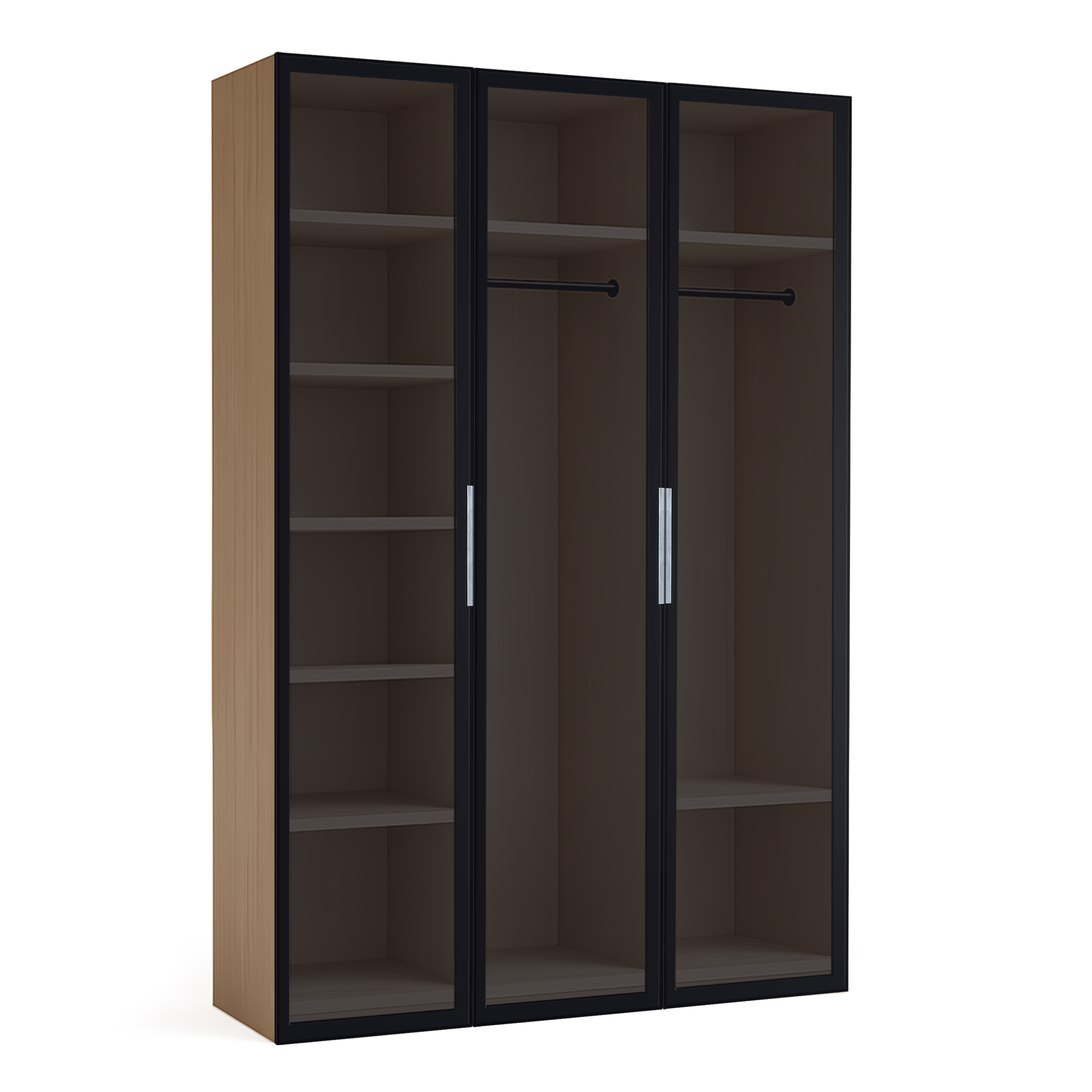 Armario spaceo home 3 puertas abatibles seul cristal ahumado 180x240x60