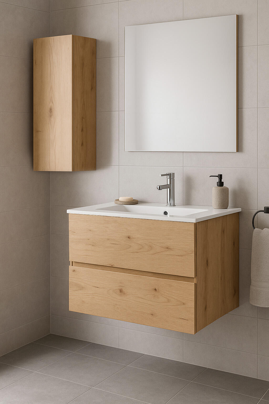 ARMARIO PARED BAÑO BOSTON ROBLE 30X69X21CM - 2