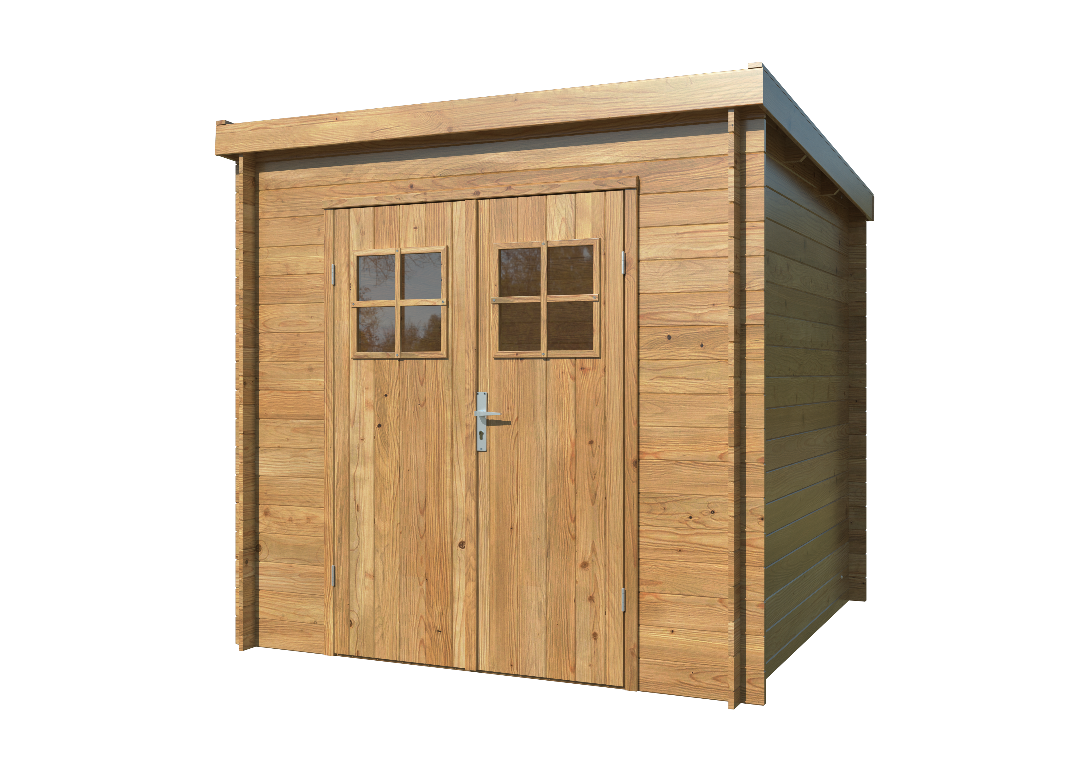 caseta de madera zoe 2 marron de 220x208x220 cm y 484 m2 con 19 mm espesor y doble puerta whitewood