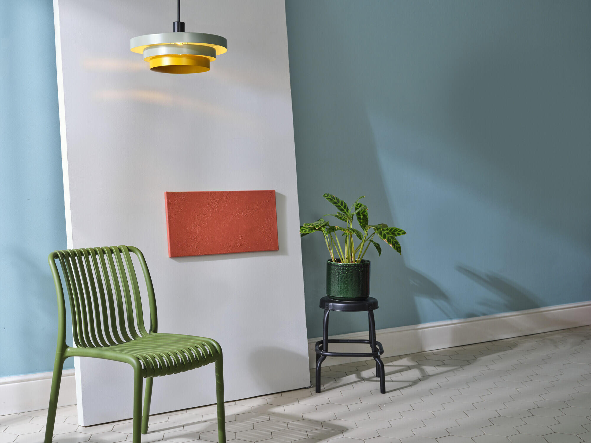 Lámpara de techo colgante de acero verde 1 luz E27 Layers 40 cm - 7