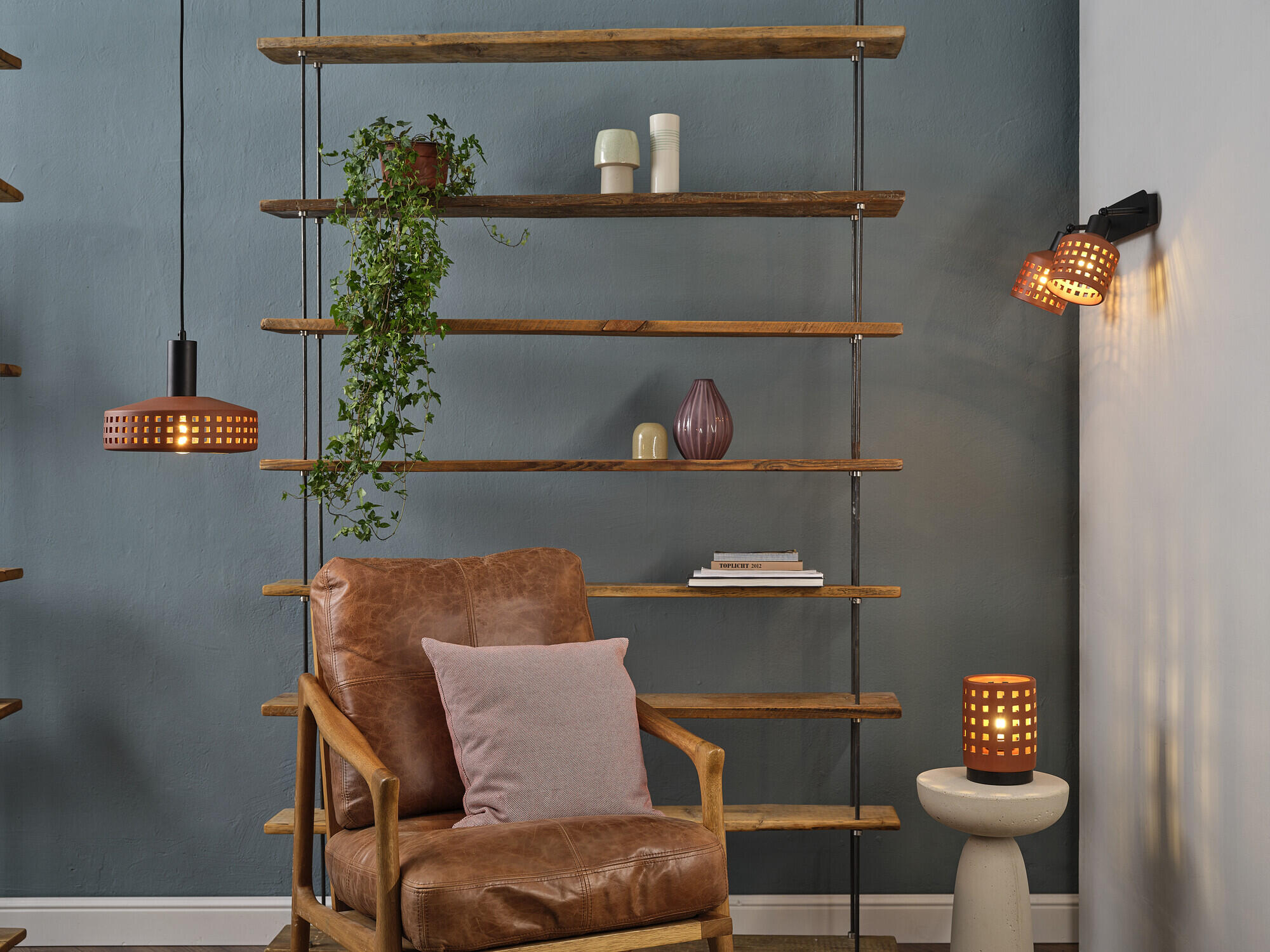 Lámpara de techo colgante de acero marrón 1 luz E27 Clay 26 cm - 11