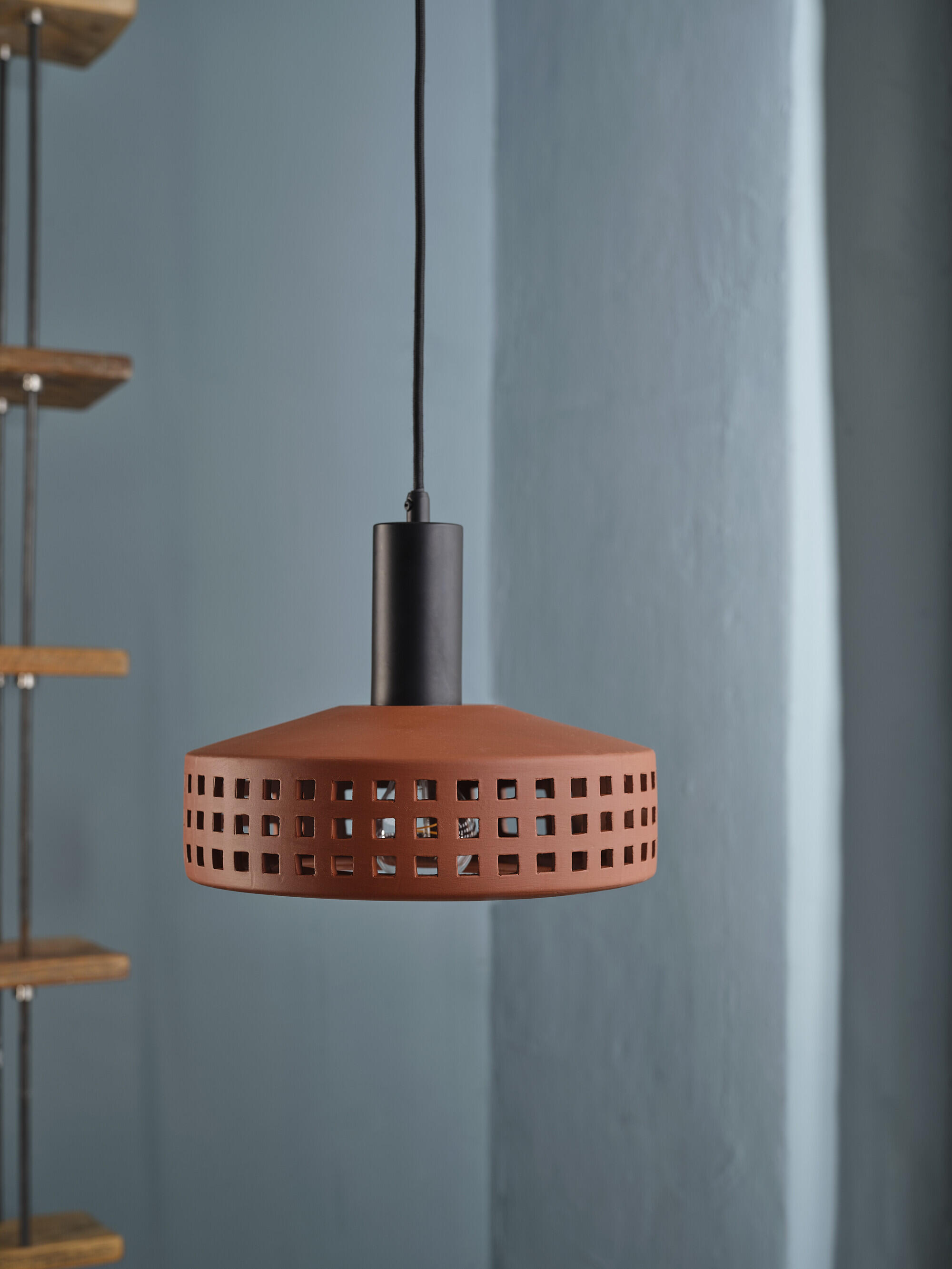 Lámpara de techo colgante de acero marrón 1 luz E27 Clay 26 cm - 2