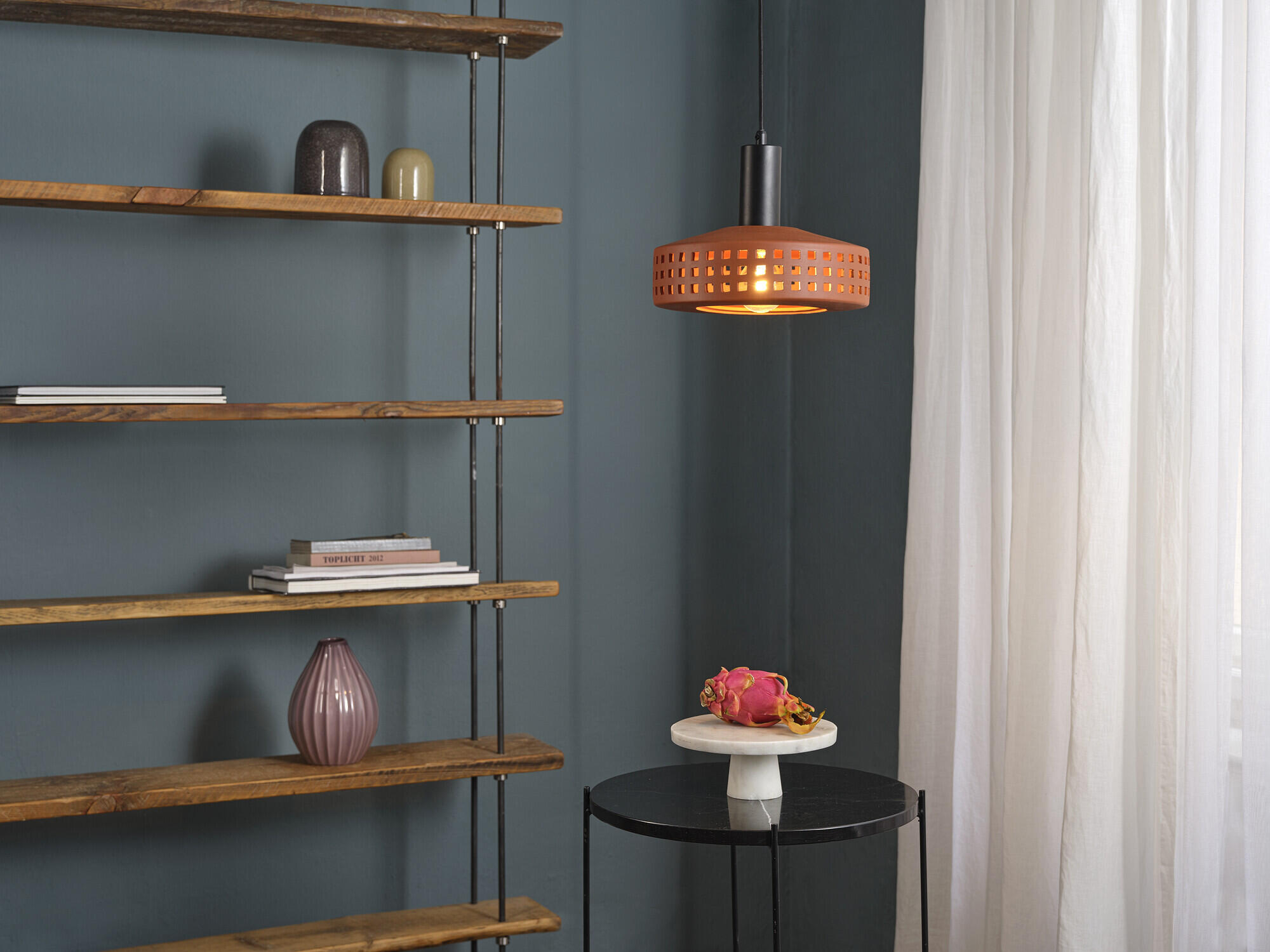 Lámpara de techo colgante de acero marrón 1 luz E27 Clay 26 cm - 10