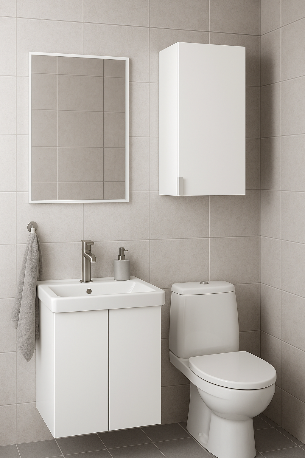 Pensile bagno Essential bianco in truciolare SENSEA, 1 anta apertura da sinistra e destra P 32 x L 30 x H 62 cm - 3