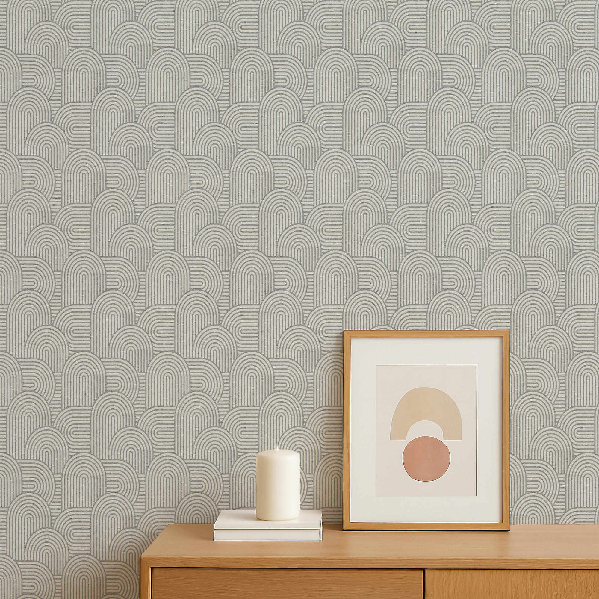 Papel pintado vinilo aplicación cola en pared geométrico geometricos 43 utility gris rasch 53cmx10.05m lavable