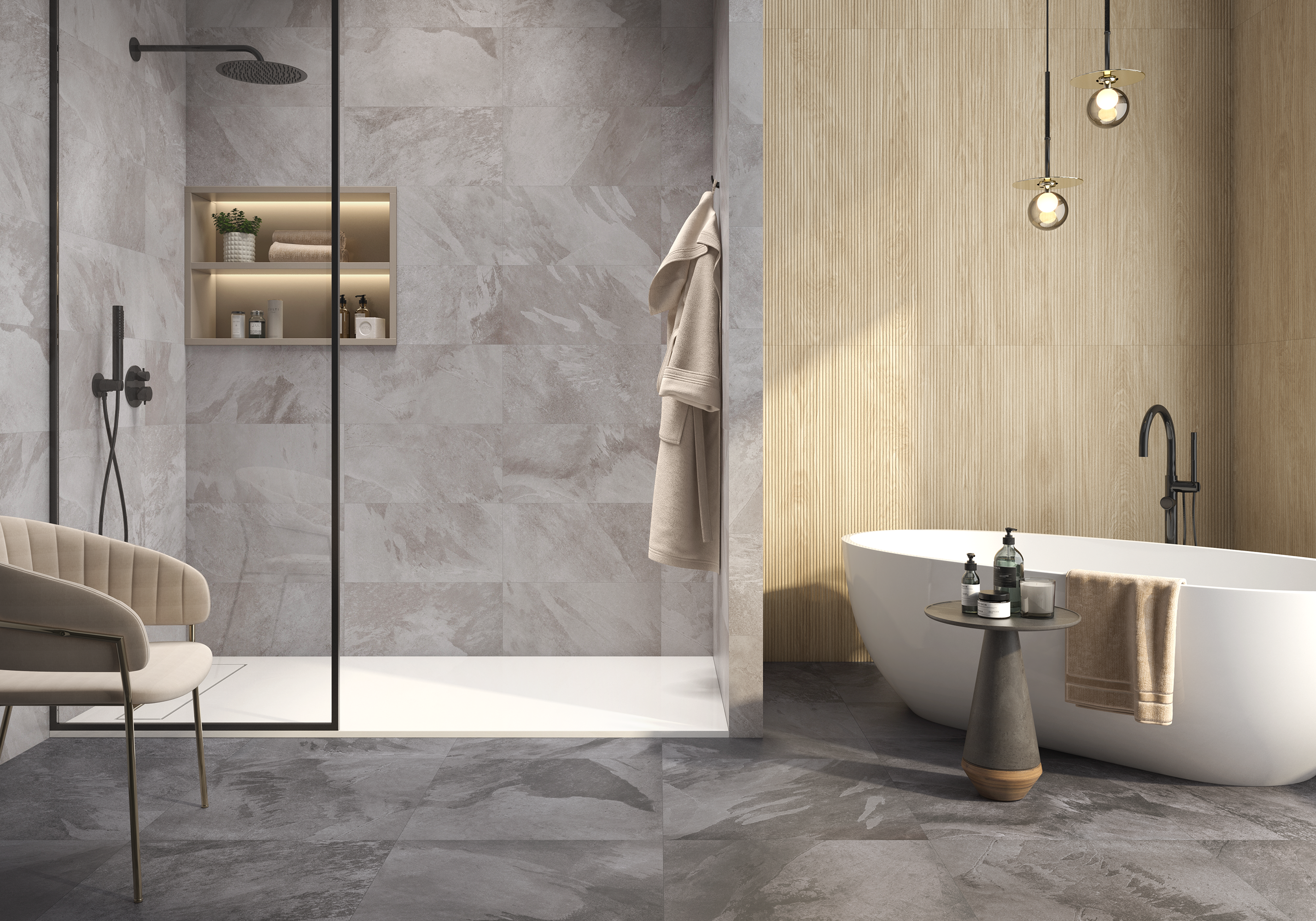 Suelo porcelánico Rhin efecto piedra blanco 60x60 cm C1 PAMESA CERAMICA ...