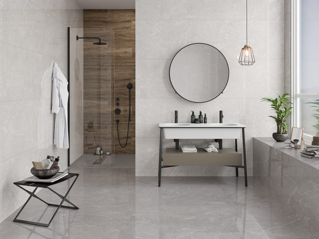 Suelo porcelánico Murano efecto mármol perla 60x120 cm C1 | Leroy Merlin