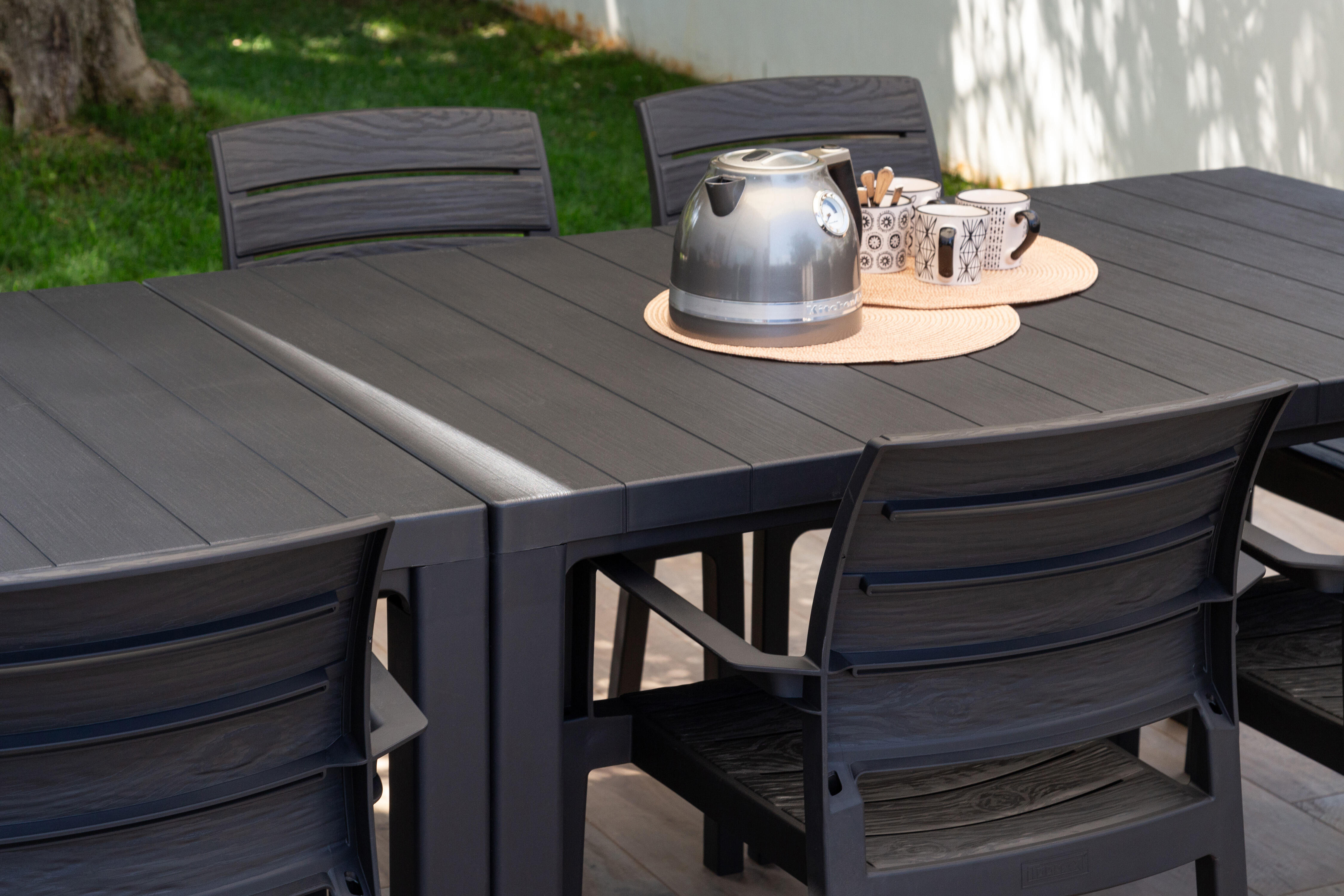 mesa de jardin de polipropileno golia blanco de 294x88x74 cm