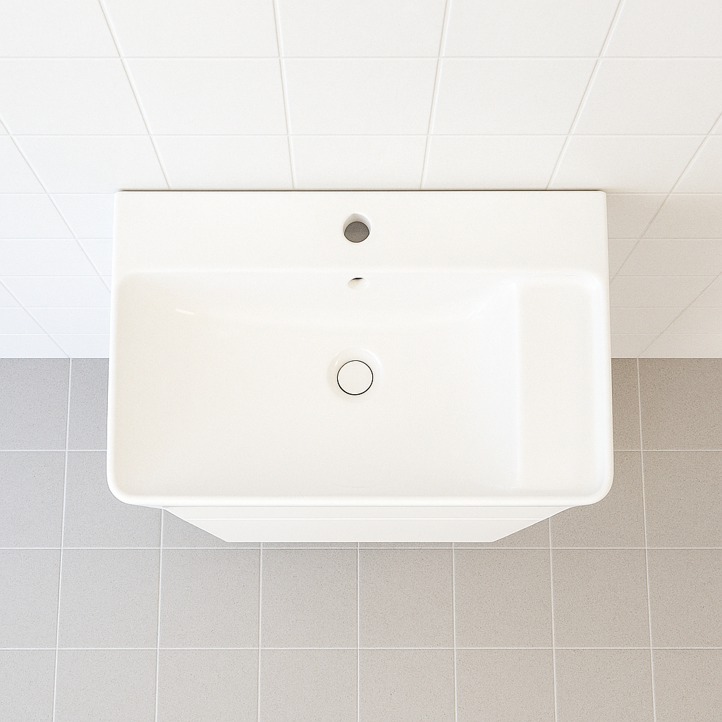 Lavabo da incasso rettangolare vasca a sinistra Easy L 71.2 x H 15.5 x P 42.4 cm in ceramica bianco lucido  - 6