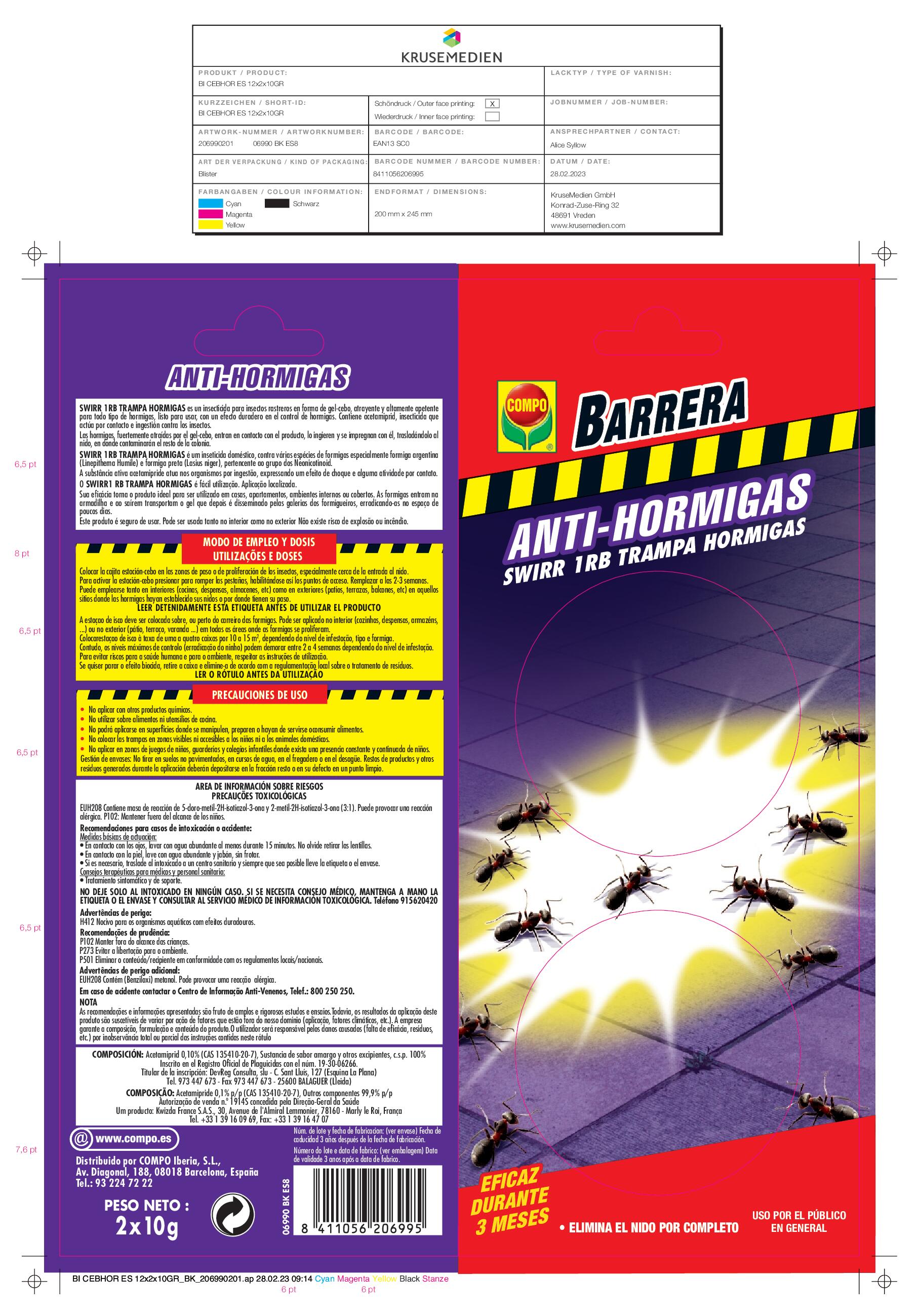 Armadilha anti-formigas 2 x 10 g Compo Barrera - 4