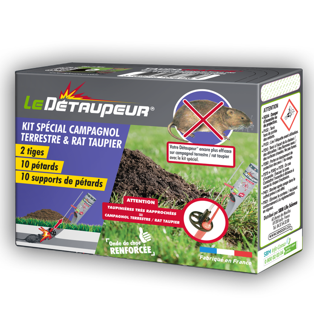 Recharge antitaupes DETAUPEUR, 2 tiges, 10 pétards et 10 supports