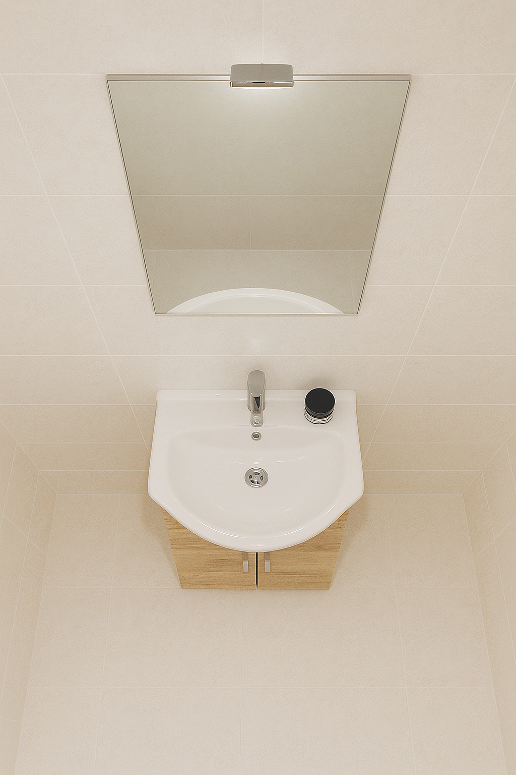 Mobile bagno sospeso con lavabo e specchio e illuminazione L 56 x H 64 x P 43 cm rovere nabucco, 2 ante per vasca centrale Jolly - 2