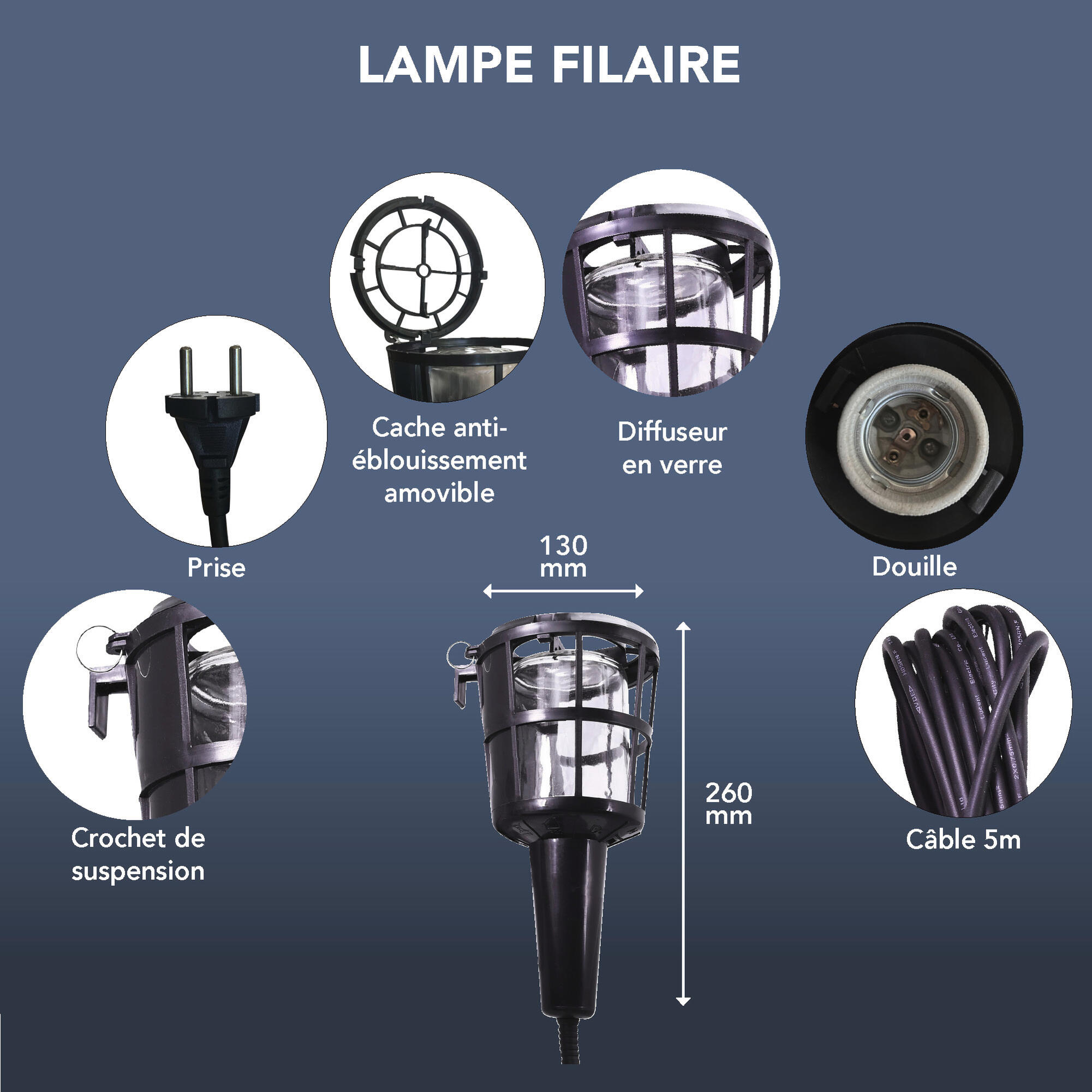 Lampe d'extérieur avec source lumineuse sur secteur Sem lâmpada - 4