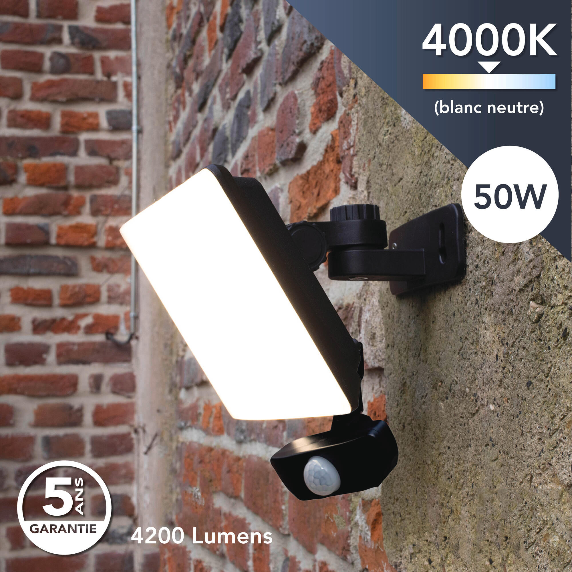 Projecteur extérieur LED à détection, 4150 Lm noir Full screen TIBELEC - 2