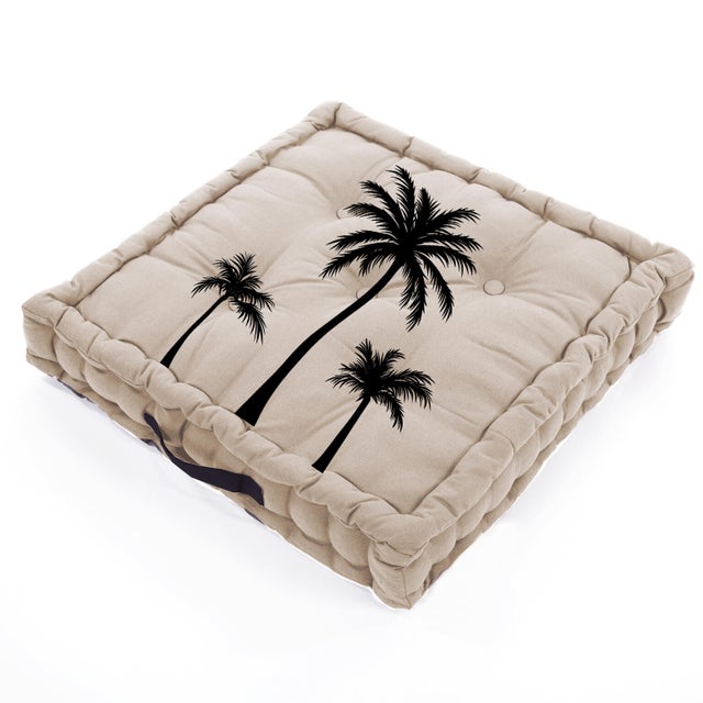 Coussin de sol Palmier, beige, l.60 x L.60 cm