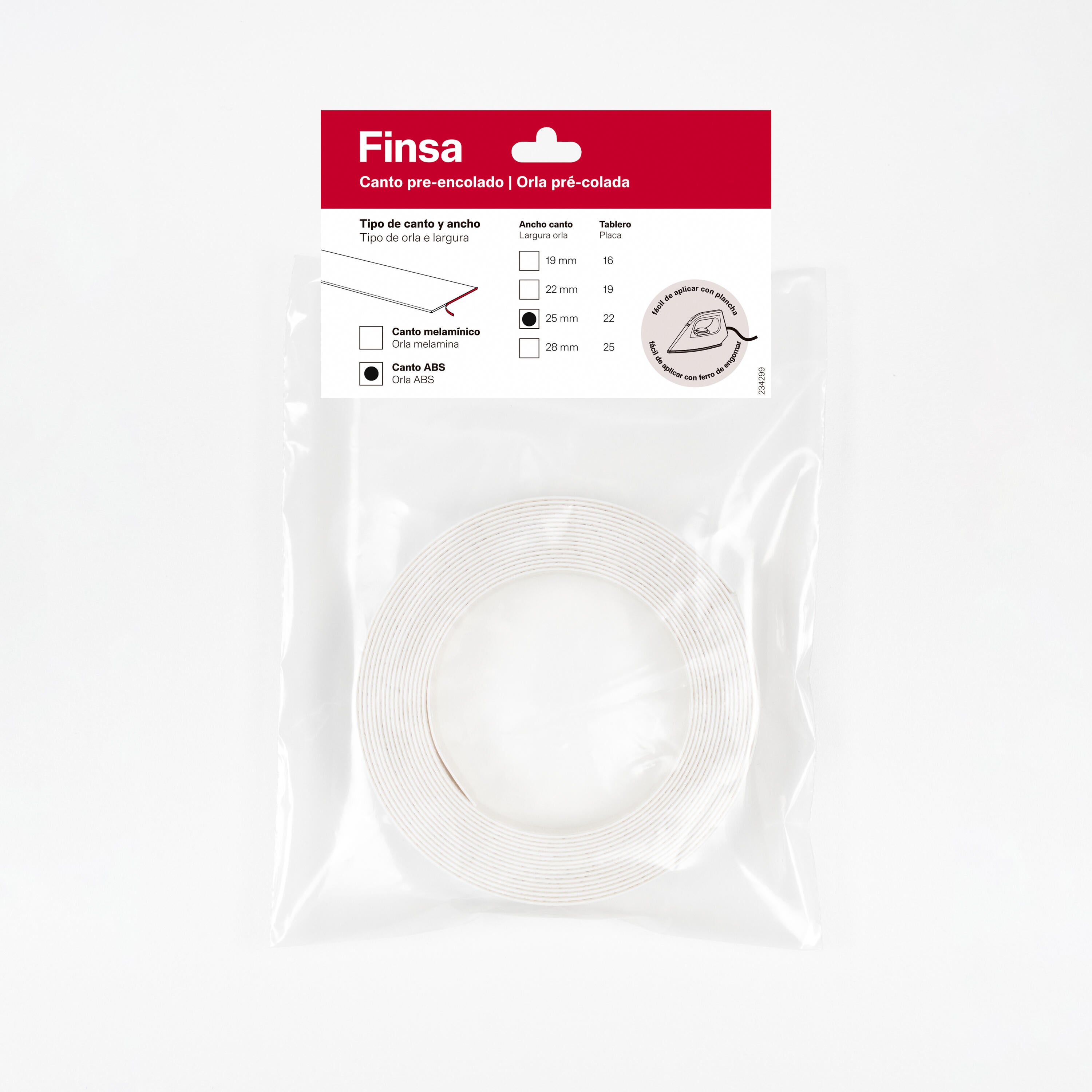 Canto preenconlado de ABS color blanco roto de 25 mm de espesor - 5