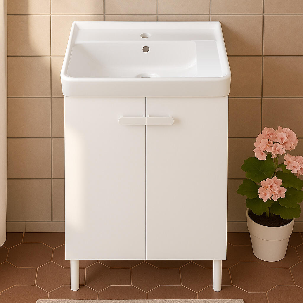 Lavabo da incasso rettangolare vasca a sinistra Easy L 71.2 x H 15.5 x P 42.4 cm in ceramica bianco lucido  - 5