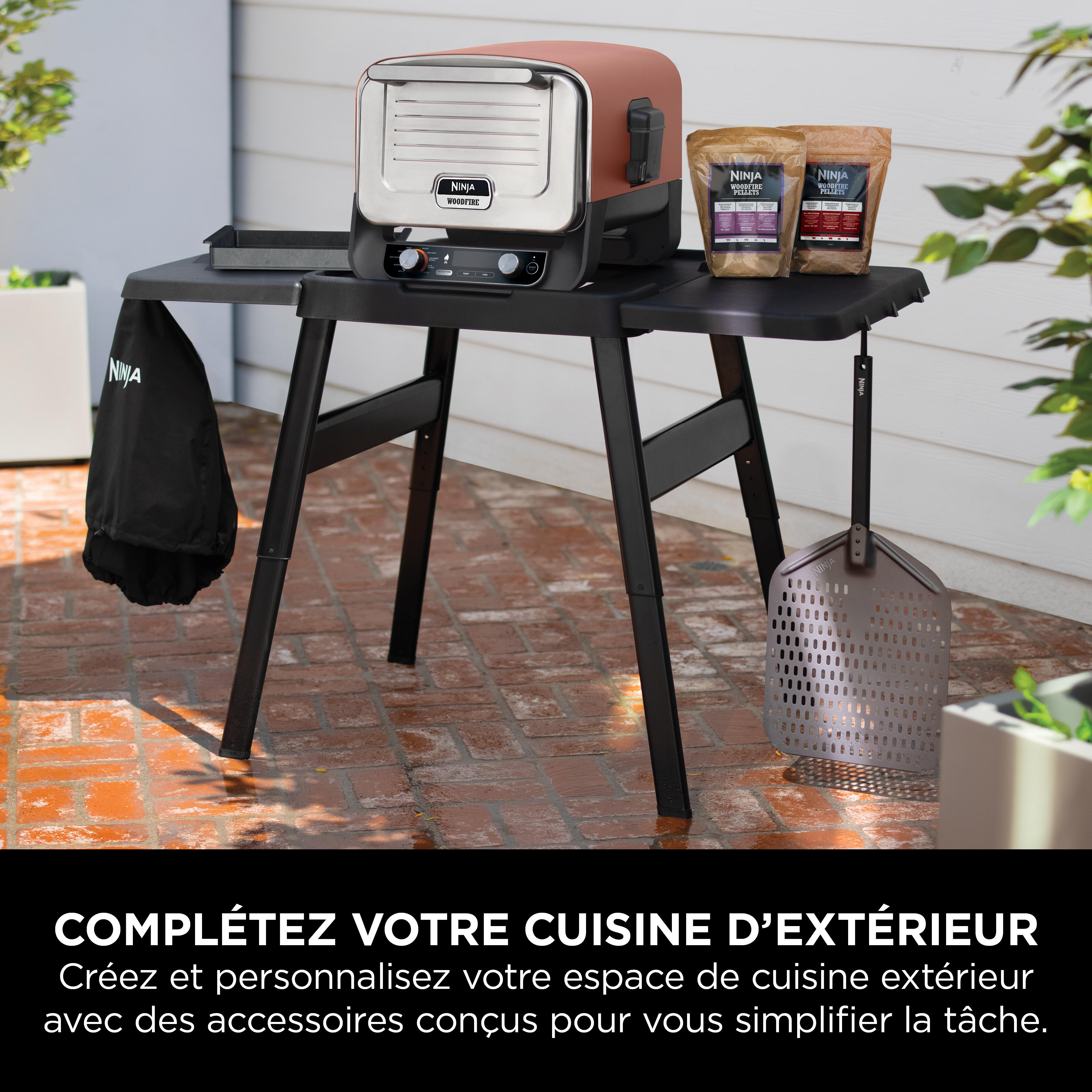 Support réglable et table d'appoint NINJA Woodfire noir, H.22.7xL.61.7xl.62.5 cm - 7