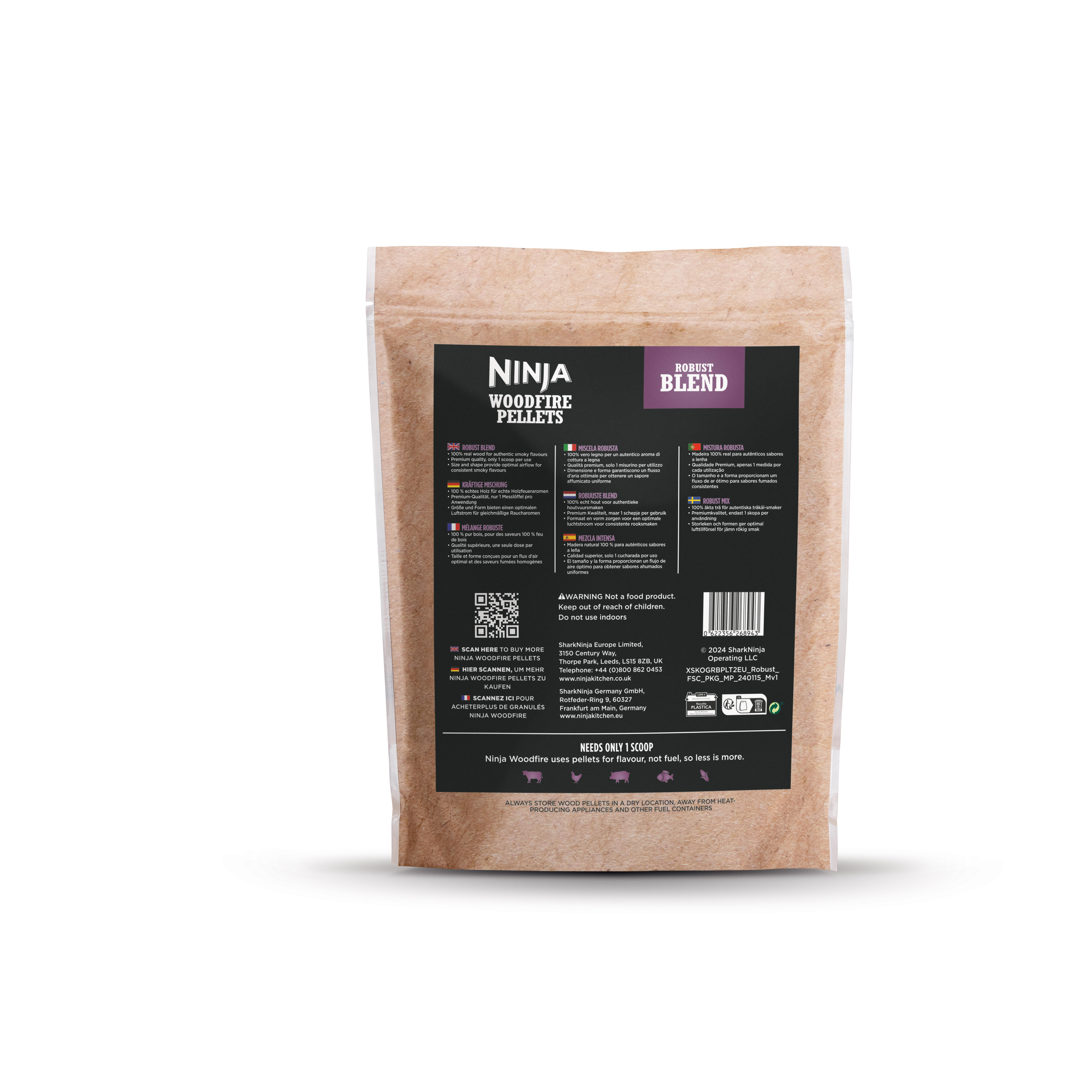 Granulés de bois mélange robuste NINJA pour barbecue Woodfire, 900 g - 2