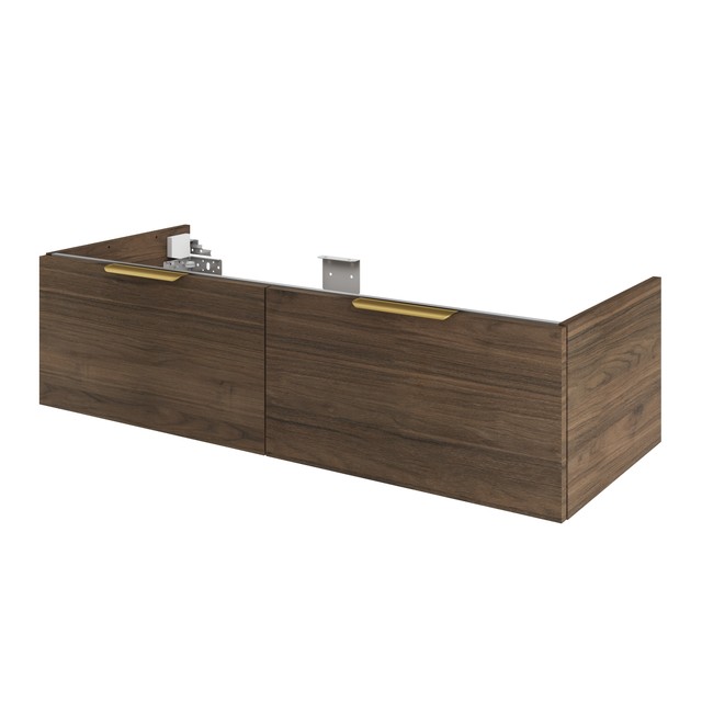 Mobile da bagno sospeso sotto lavabo L 120 x H 64 x P 48 cm noce lucido, 2 cassetti 2 ante SENSEA Neo Frame, Maniglie acquistabili separatamente