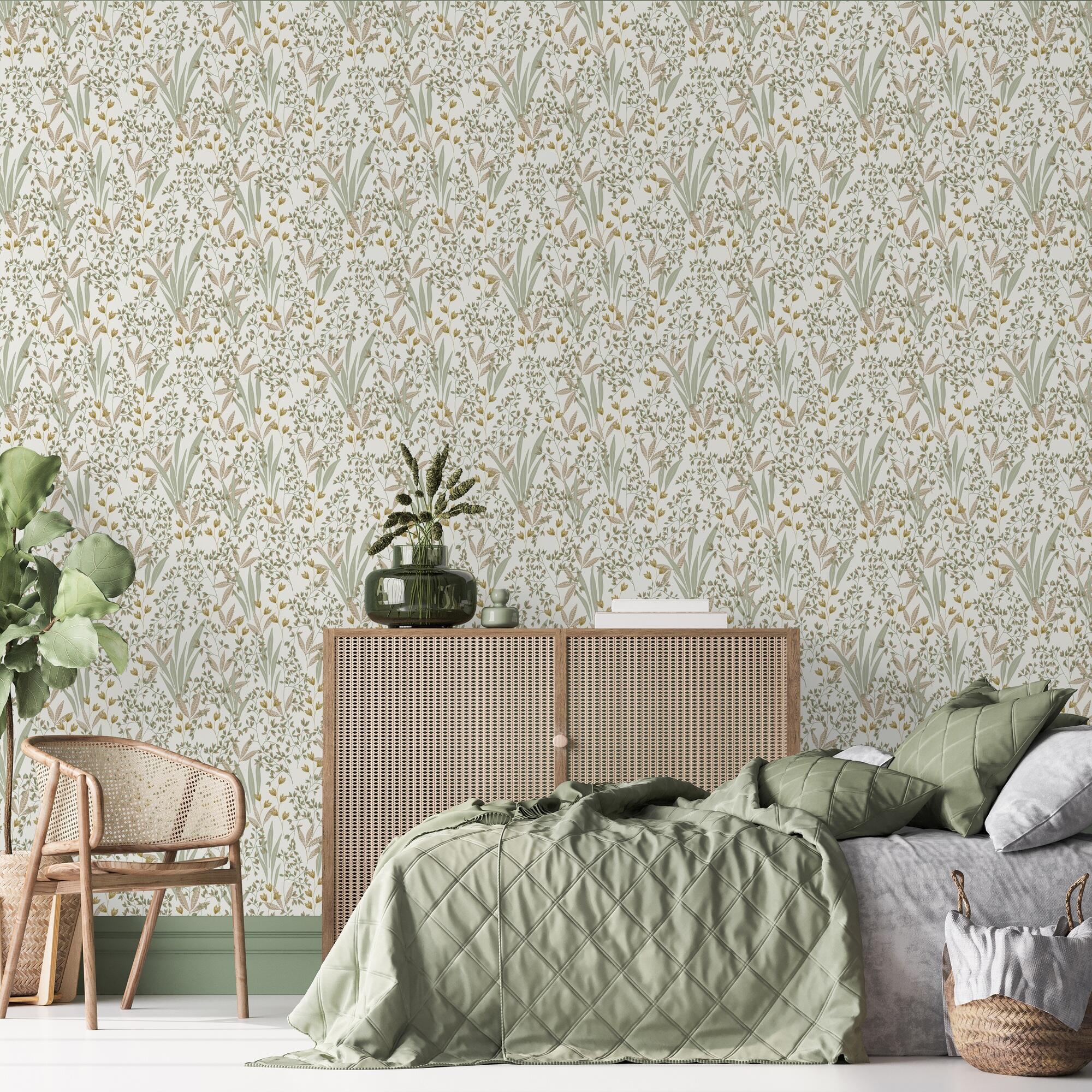 Papier peint intissé Floris Vert | Leroy Merlin