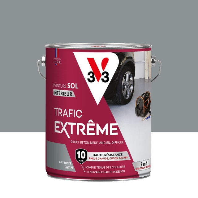 Peinture sol Trafic extrême V33, RAL 266, gris foncé satiné, 5 l